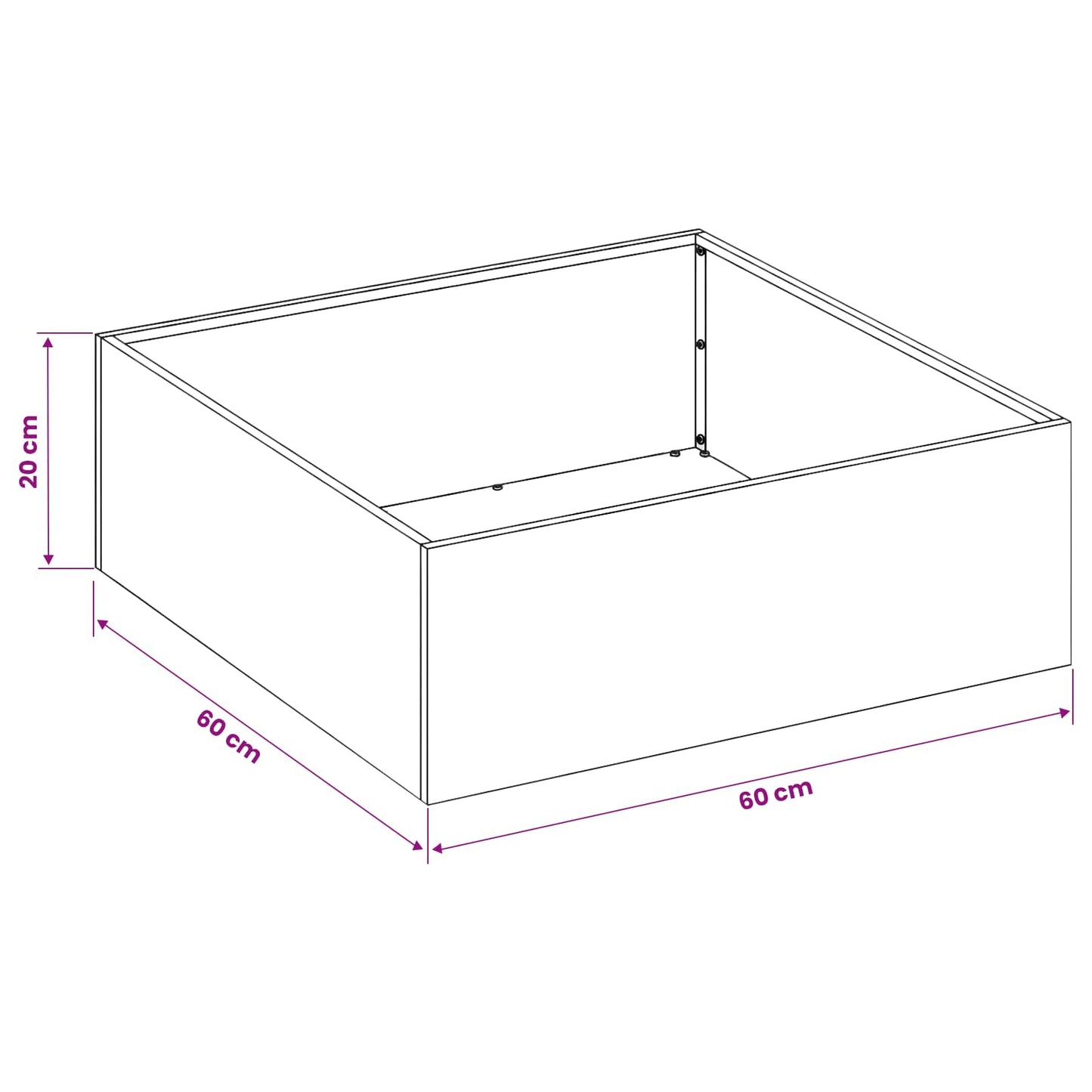 Plantenbak Wit 60 x 60 x 20 cm Koudgewalst staal