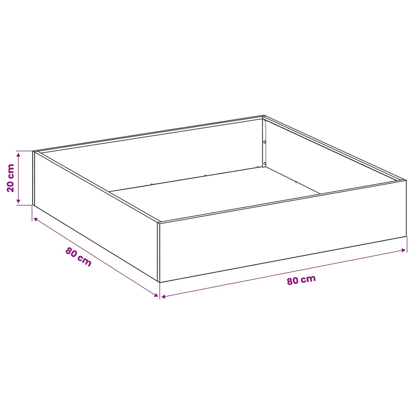 Plantenbak 2 st Wit 80 x 80 x 20 cm Koudgewalst staal