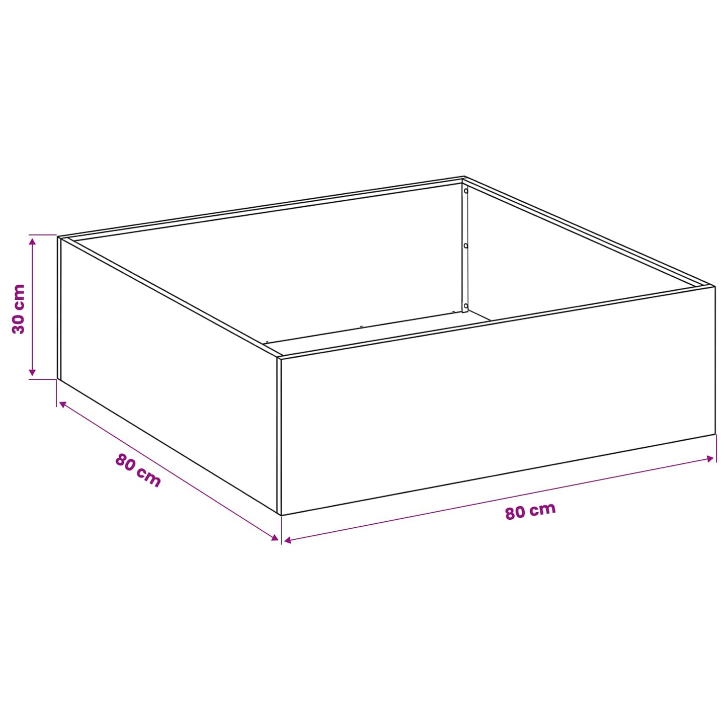 Plantenbak zilver 80 x 80 x 30 cm Roestvrij staal