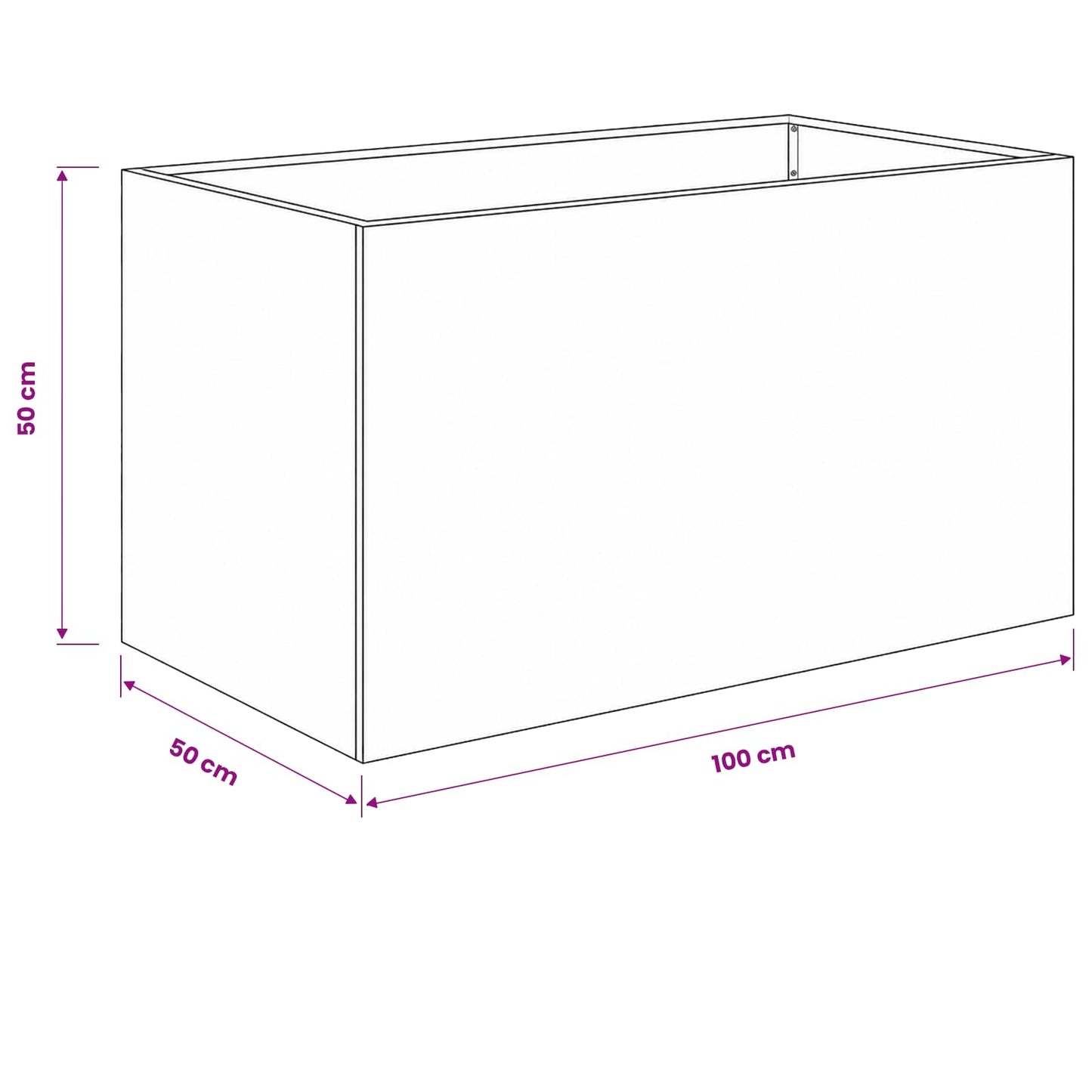 Plantenbak zilver 100 x 50 x 50 cm Roestvrij staal