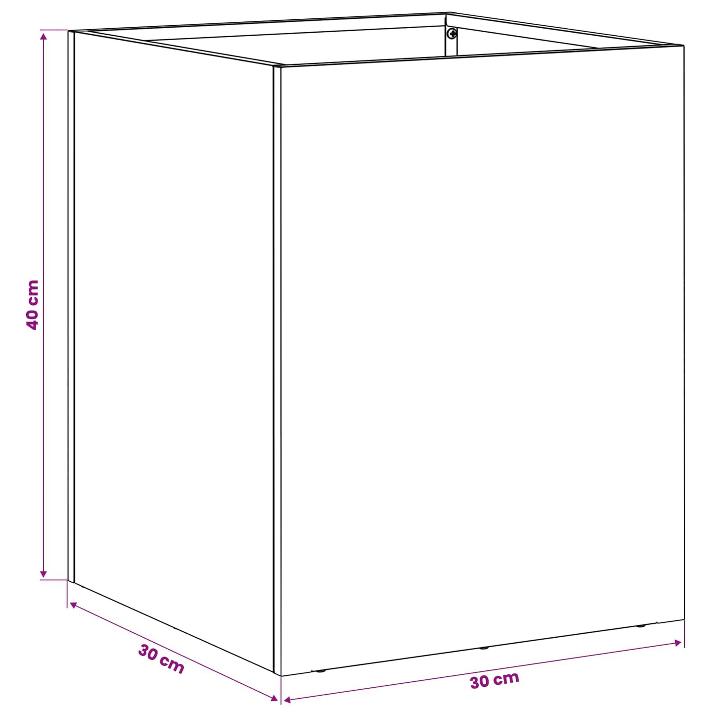 Plantenbak Wit 30 x 30 x 40 cm Koudgewalst staal
