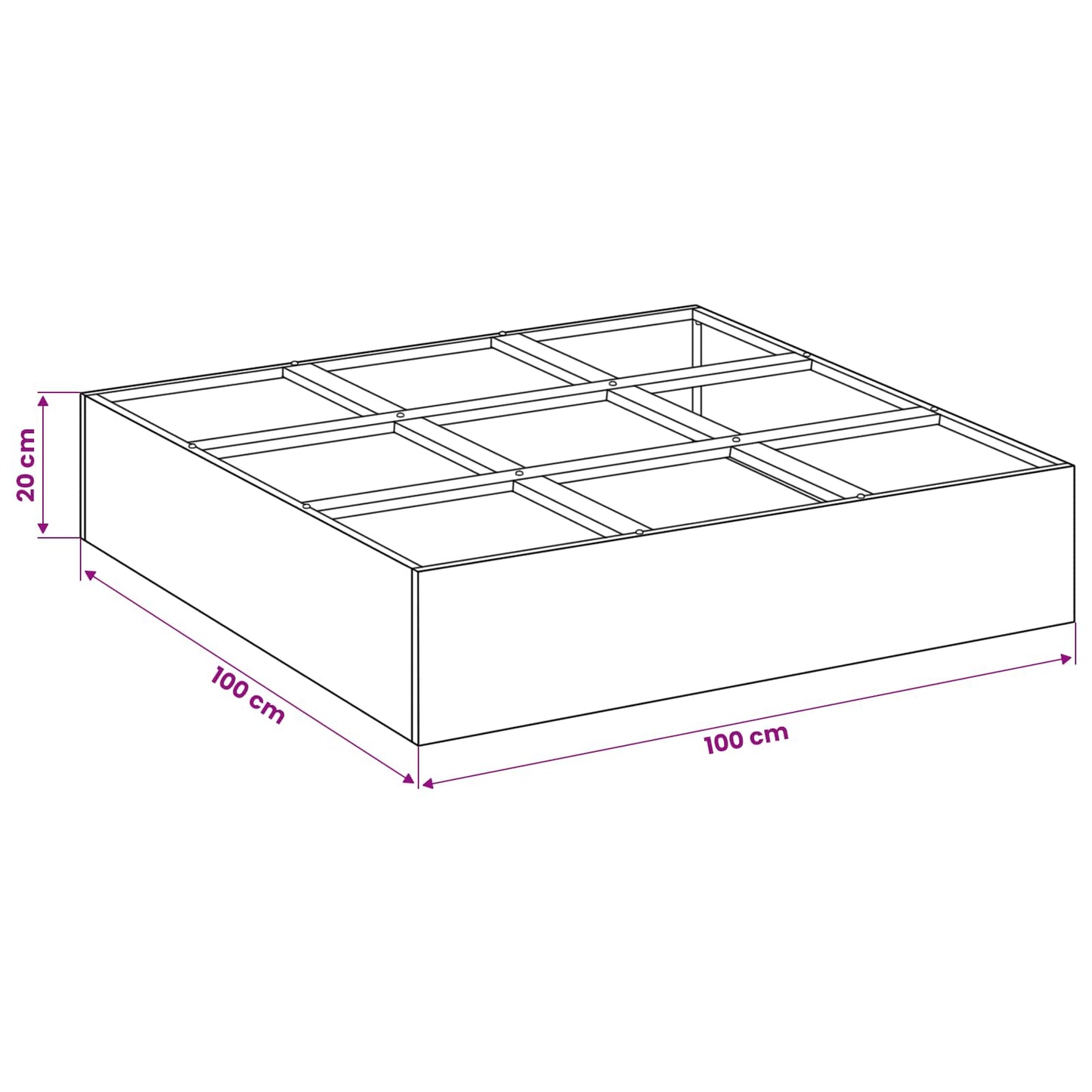 Plantenbak Zwart 100 x 100 x 20 cm Koudgewalst staal