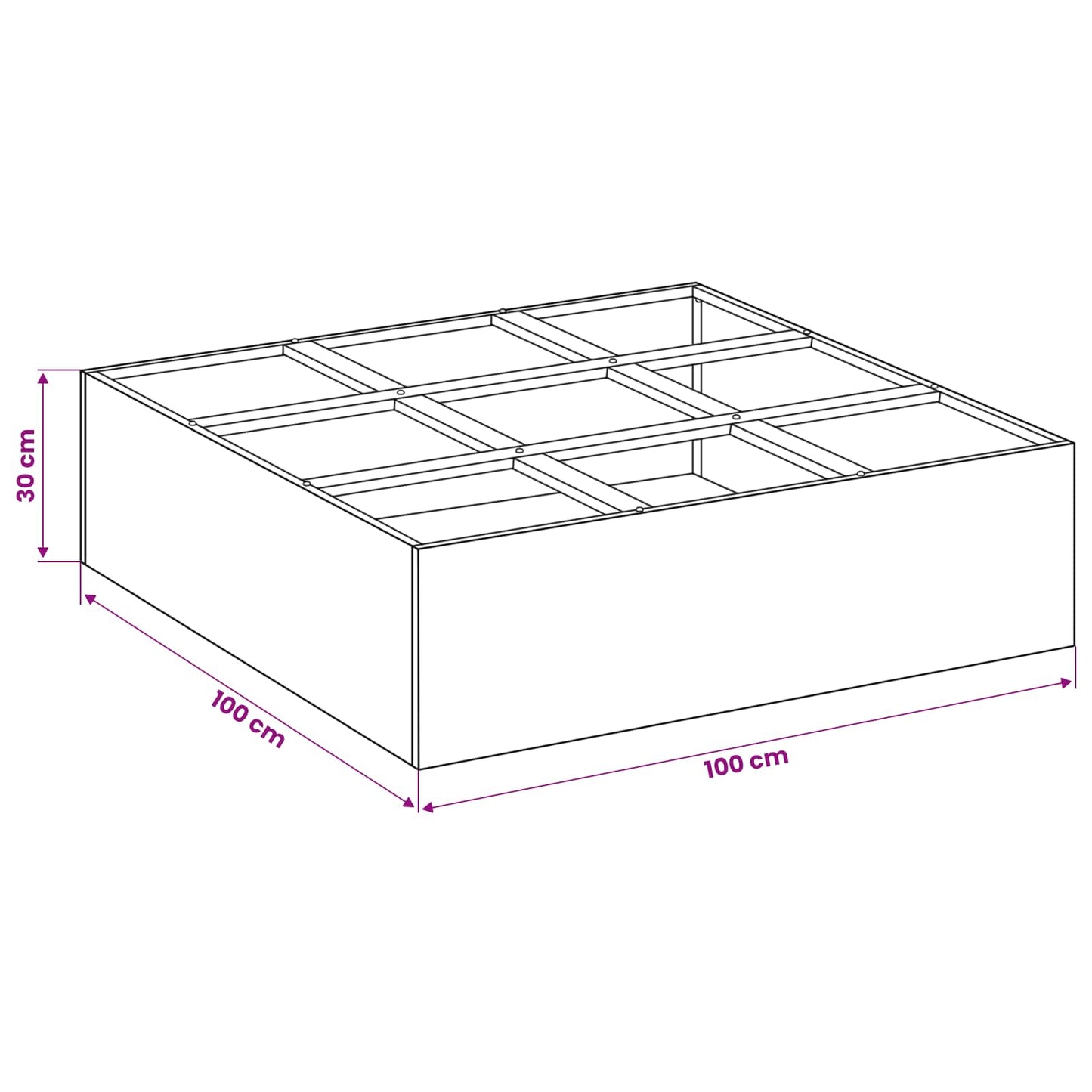 Plantenbak Zwart 100 x 100 x 30 cm Koudgewalst staal