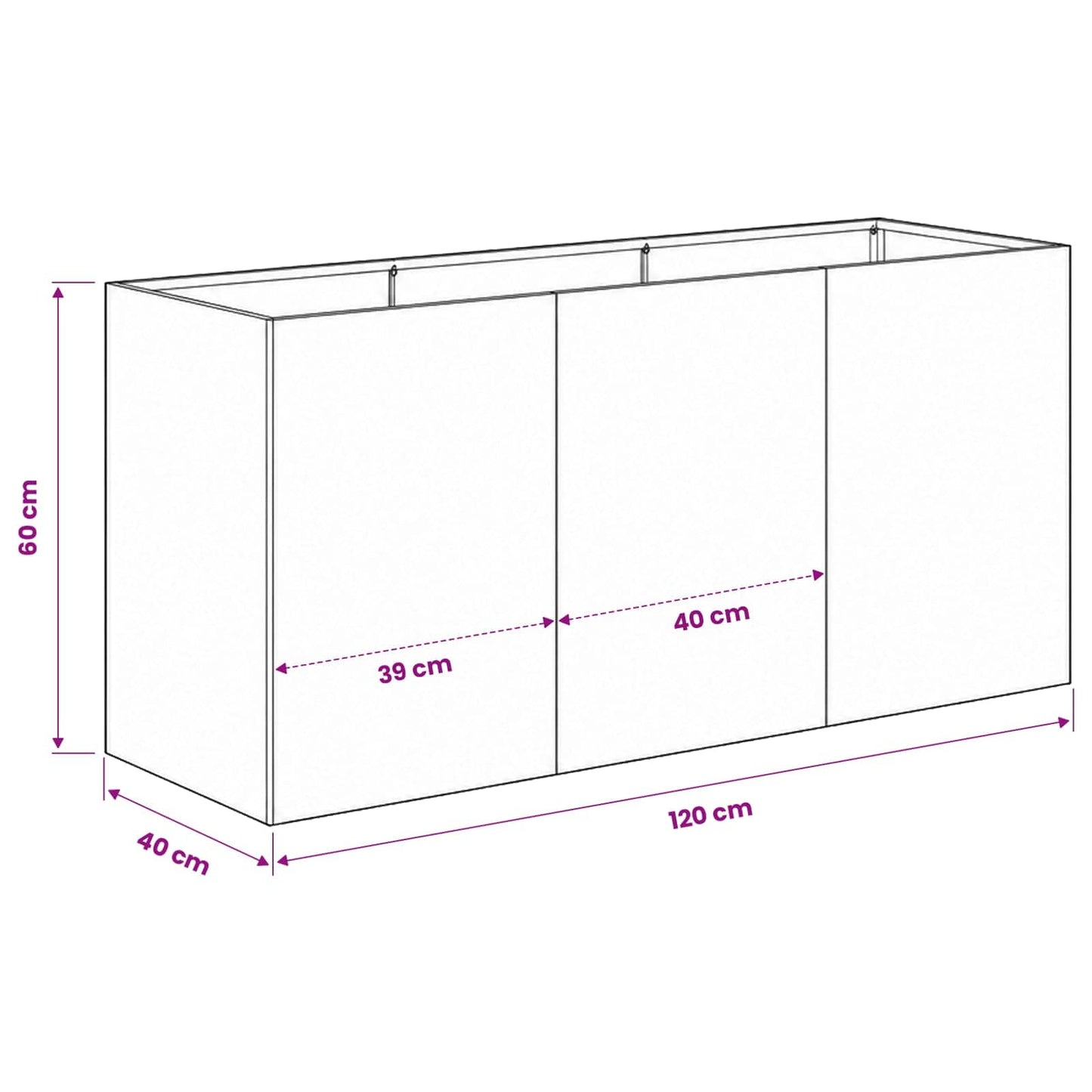 Plantenbak Olijfgroen 120 x 40 x 60 cm Koudgewalst staal