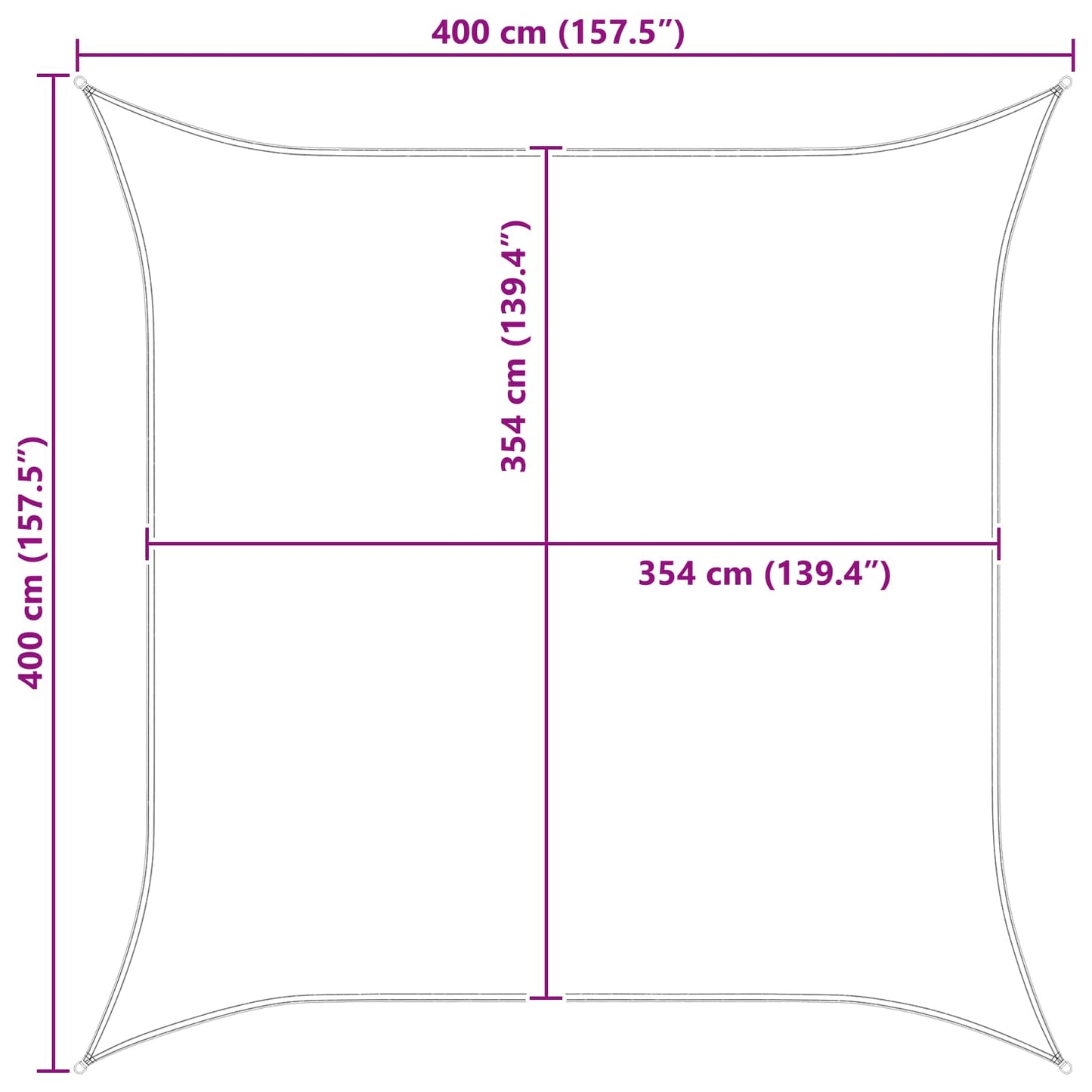 Buiten Zonneschaduwzeil 4 x 4 m 100% Polyester Oxford