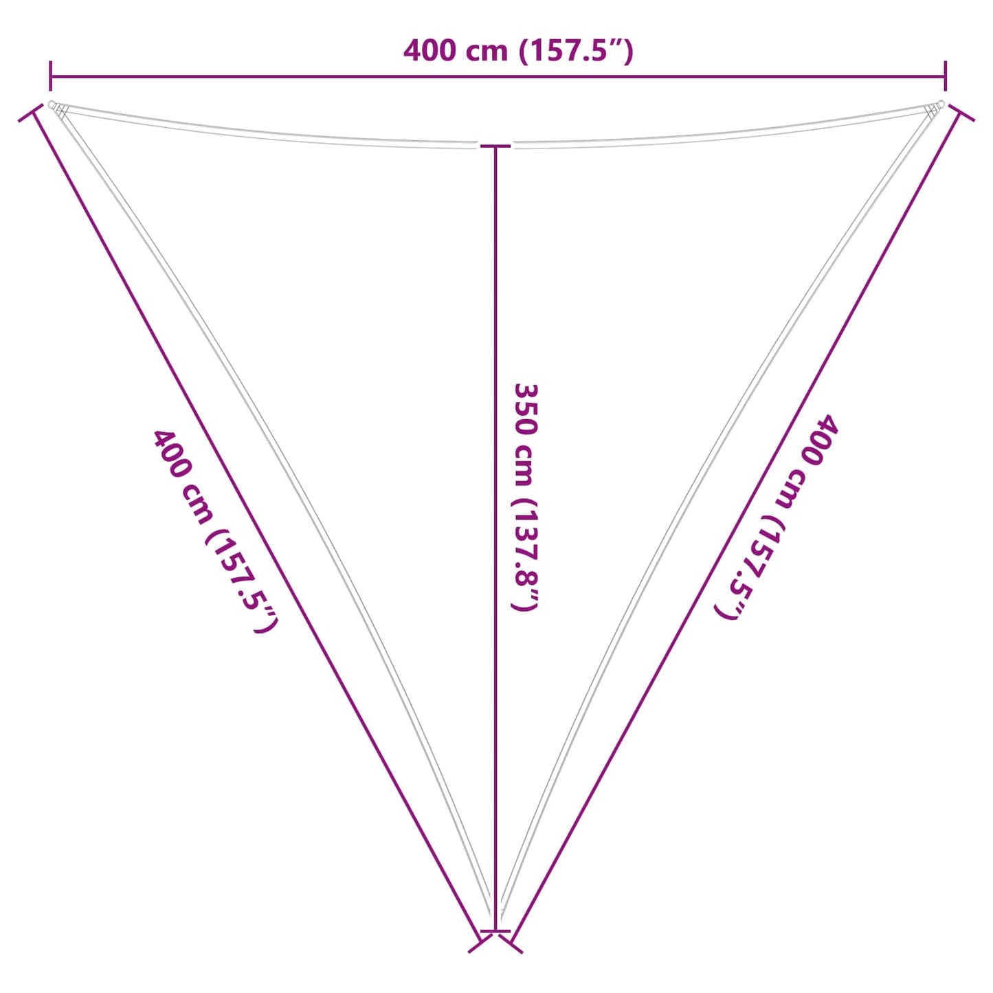 Buiten Zonneschaduwzeil 4 x 4 x 4 m 100% Polyester Oxford