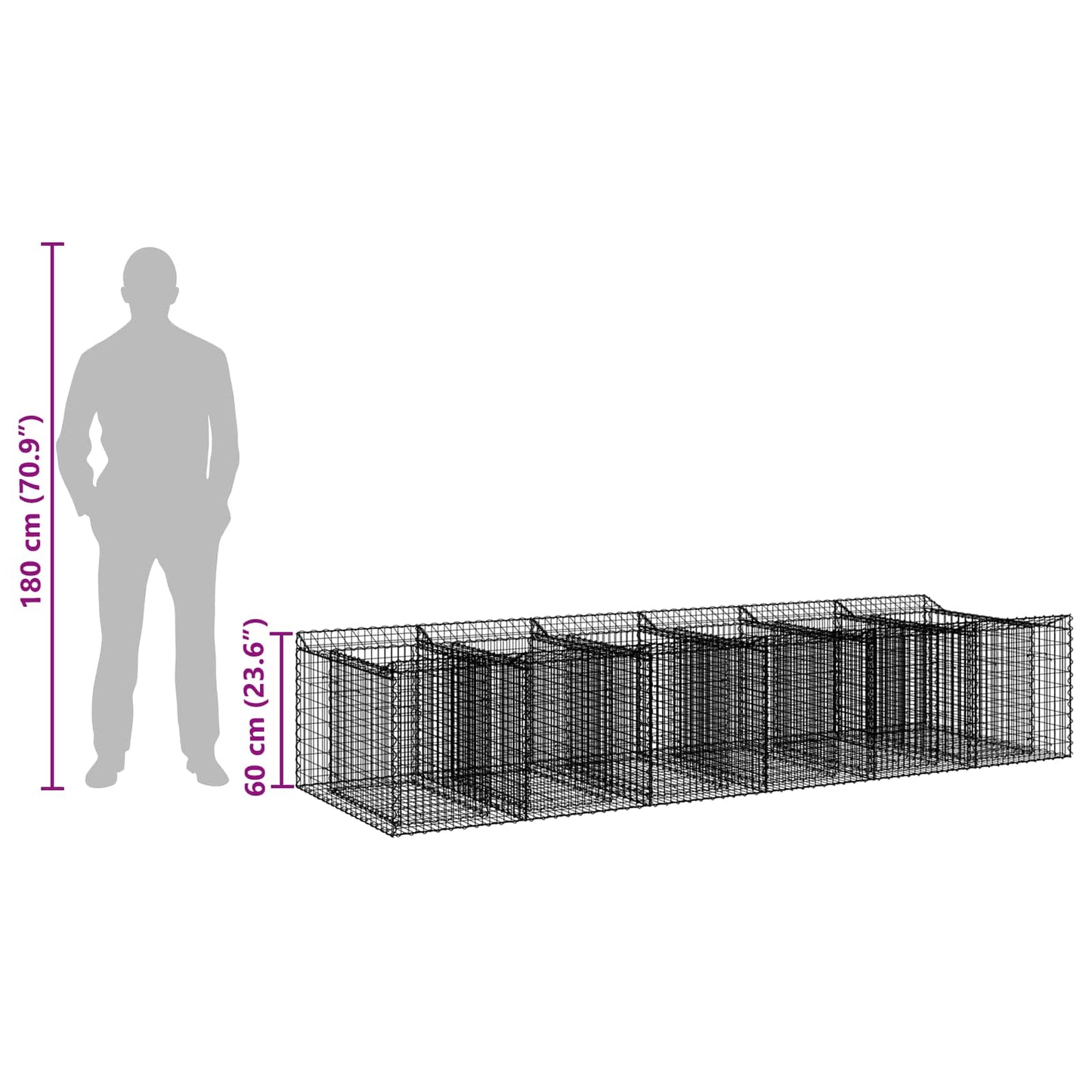 Gabion Verhoogd Bed 2 pcs Zilverkleurig