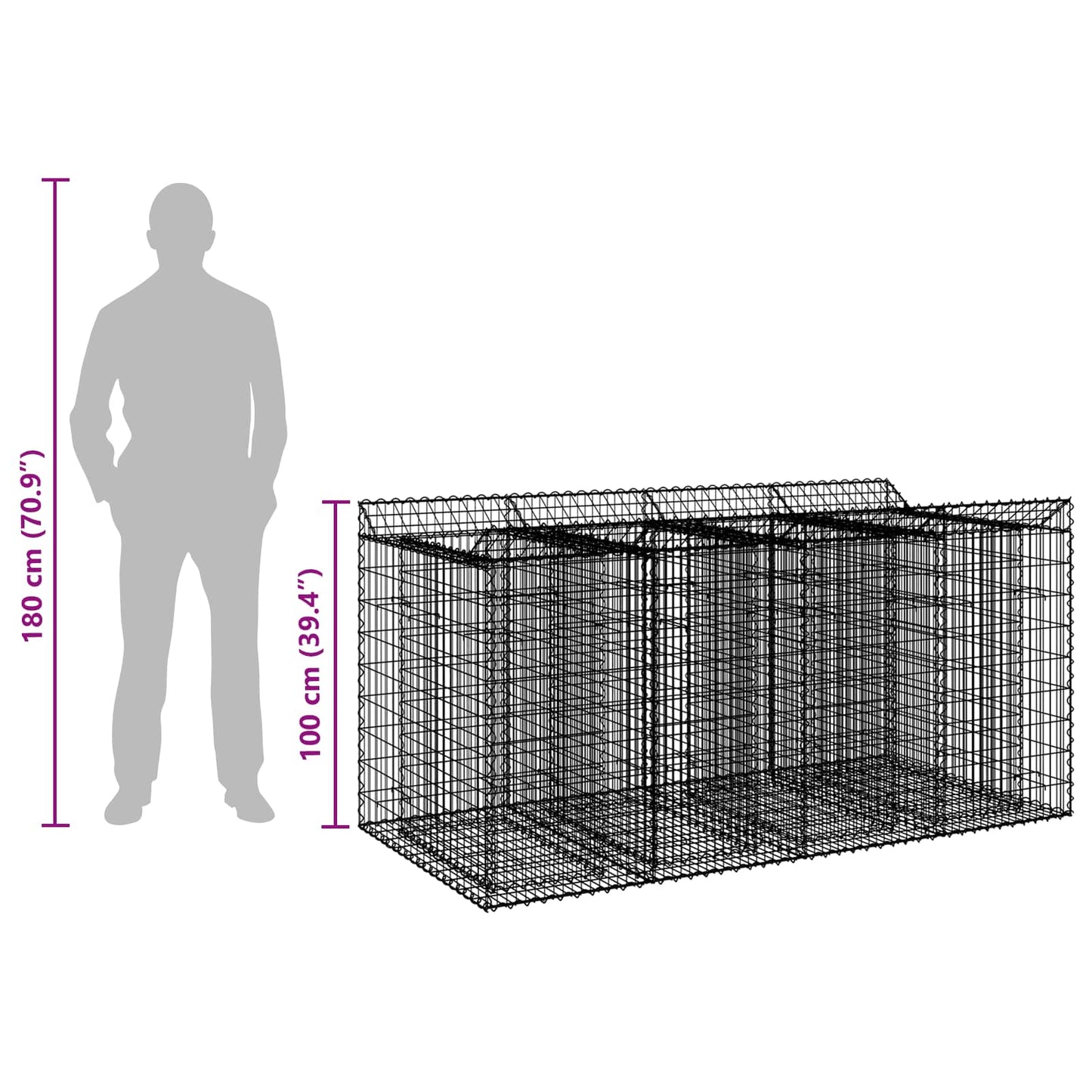 Gabion Verhoogd Bed 2 pcs Zilverkleurig