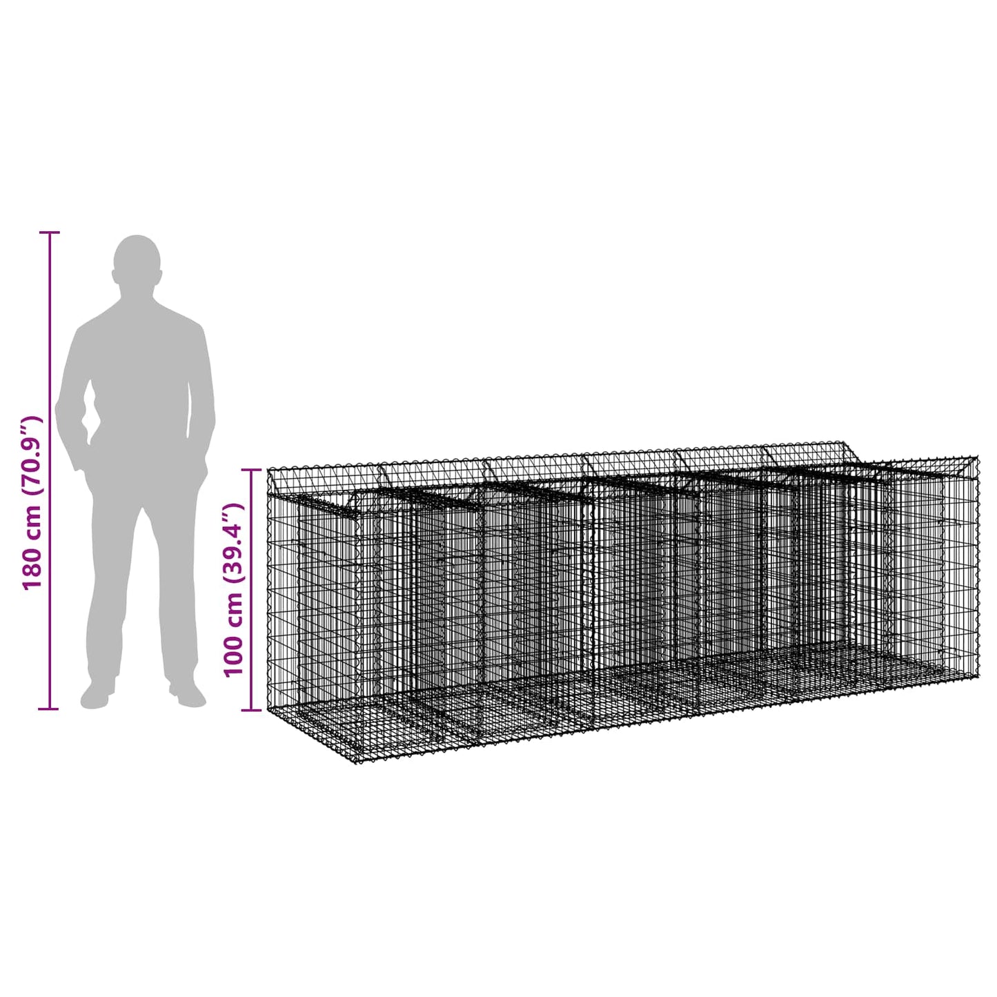 Gabion Verhoogd Bed 3 pcs Zilverkleurig
