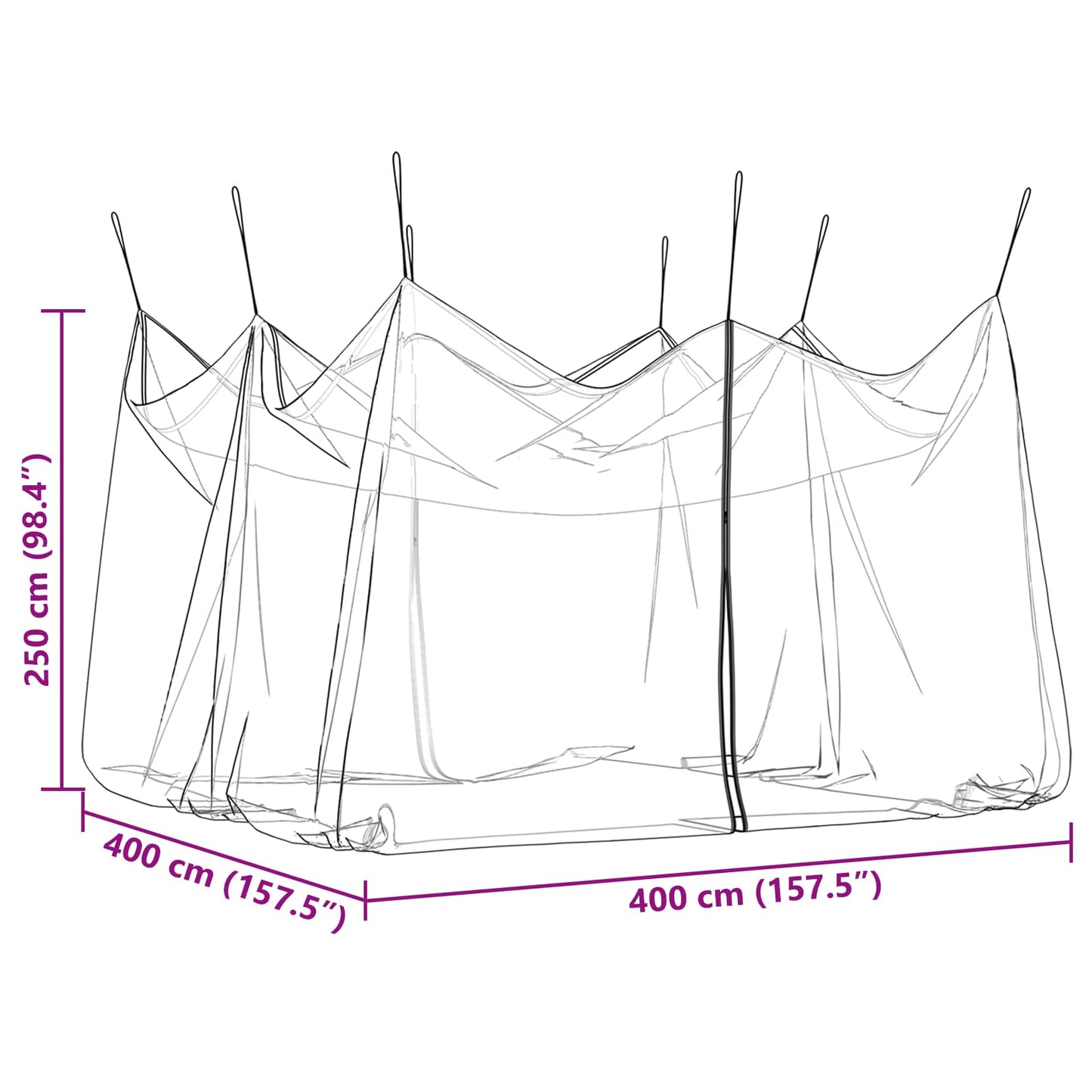 Tuin Muggen Net 156 Gaas Zwart 4 x 4 x 2,5 m Polyester