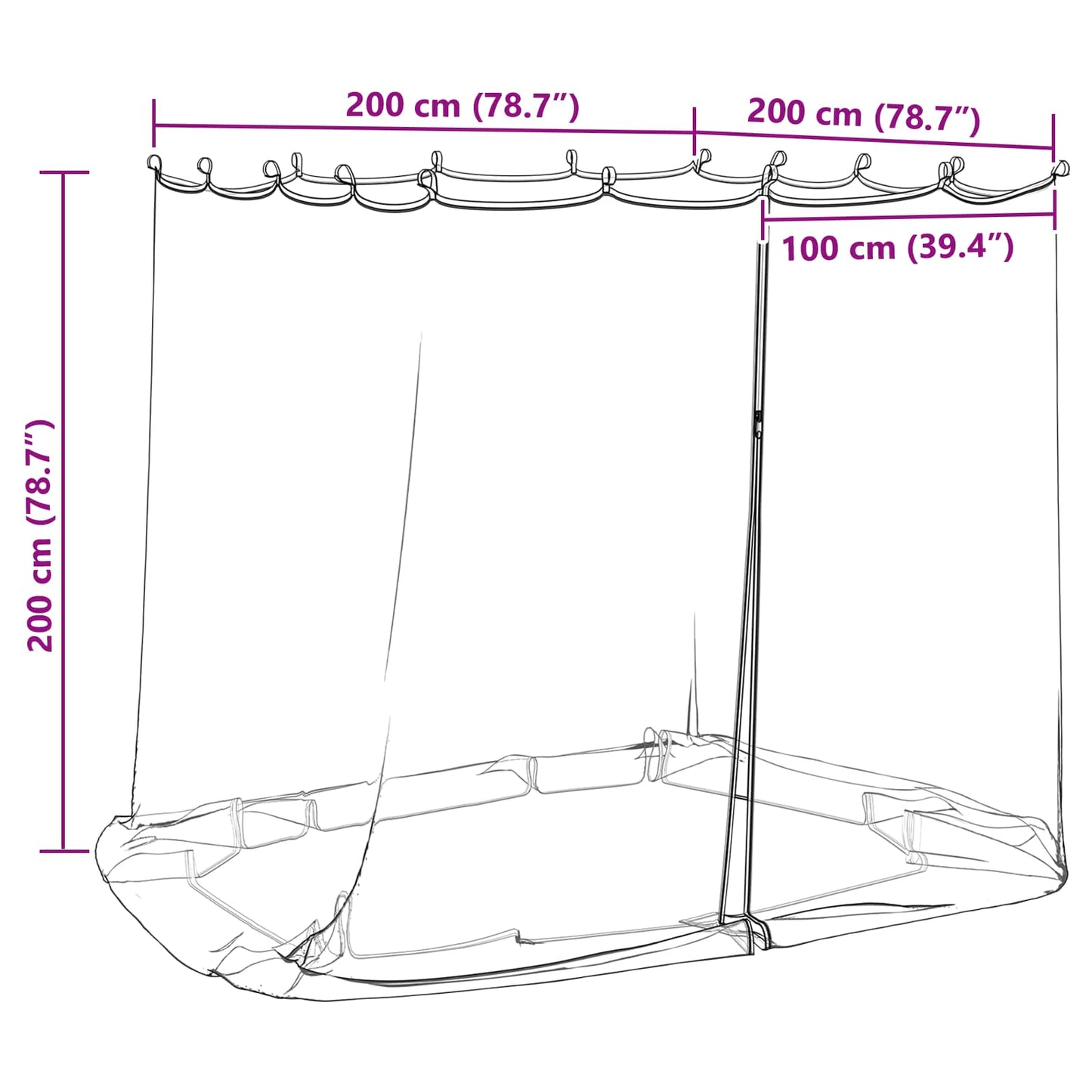 Muggennet voor Gazebo 220 Gaas 220 gaas Wit 2 x 2 x 2 m