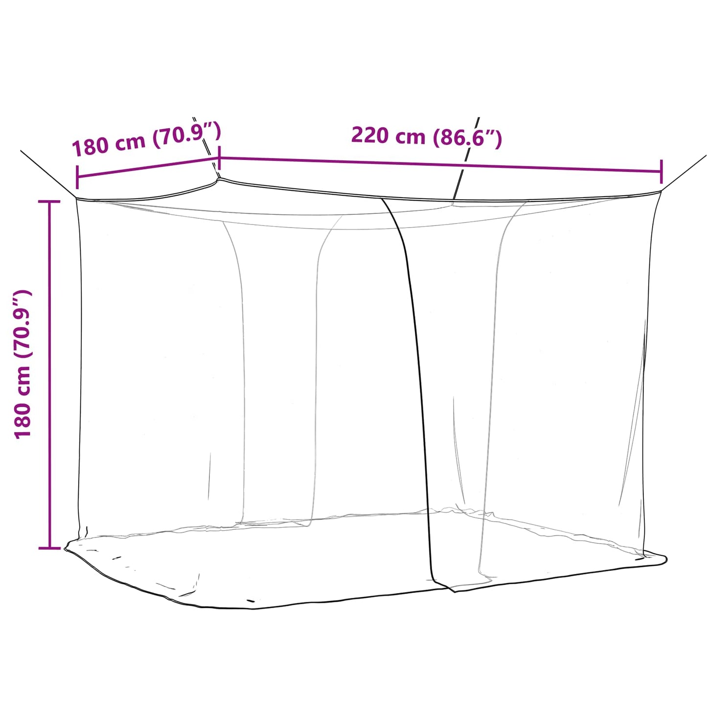 Muggennetje voor Bed 156 Gaas 3 pcs Zwart Polyester