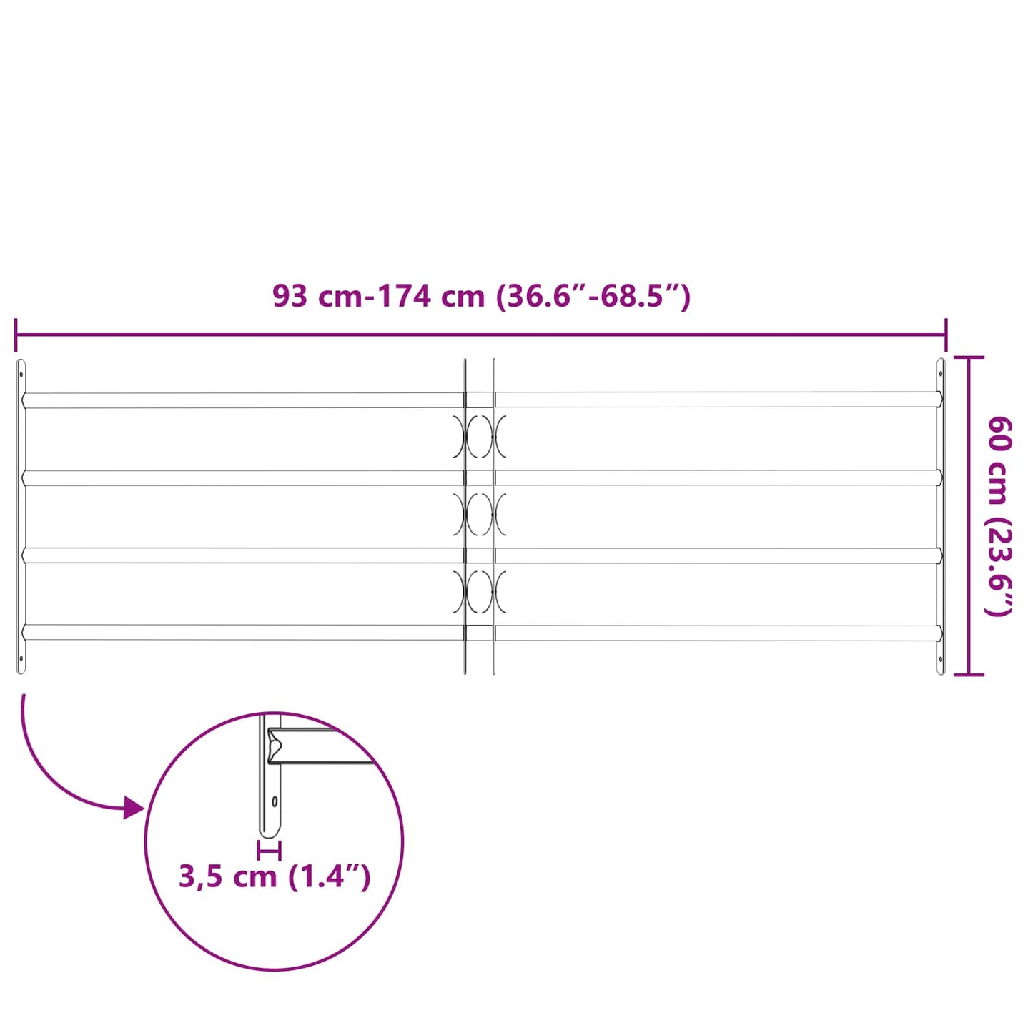 Beveiligingsrooster voor ramen met 4 kruisbalken 3 pcs