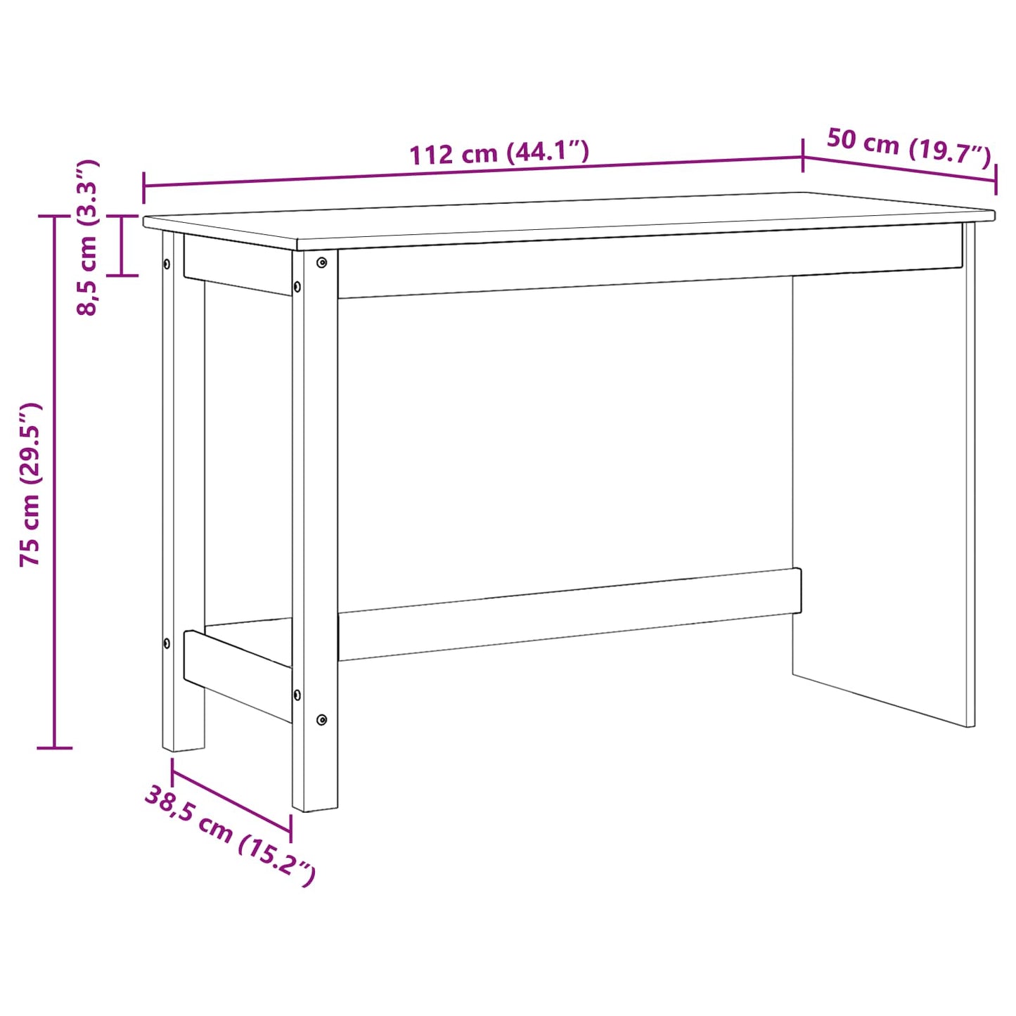 Bureau Bruin 112 x 50 x 75 cm Massief Vurenhout