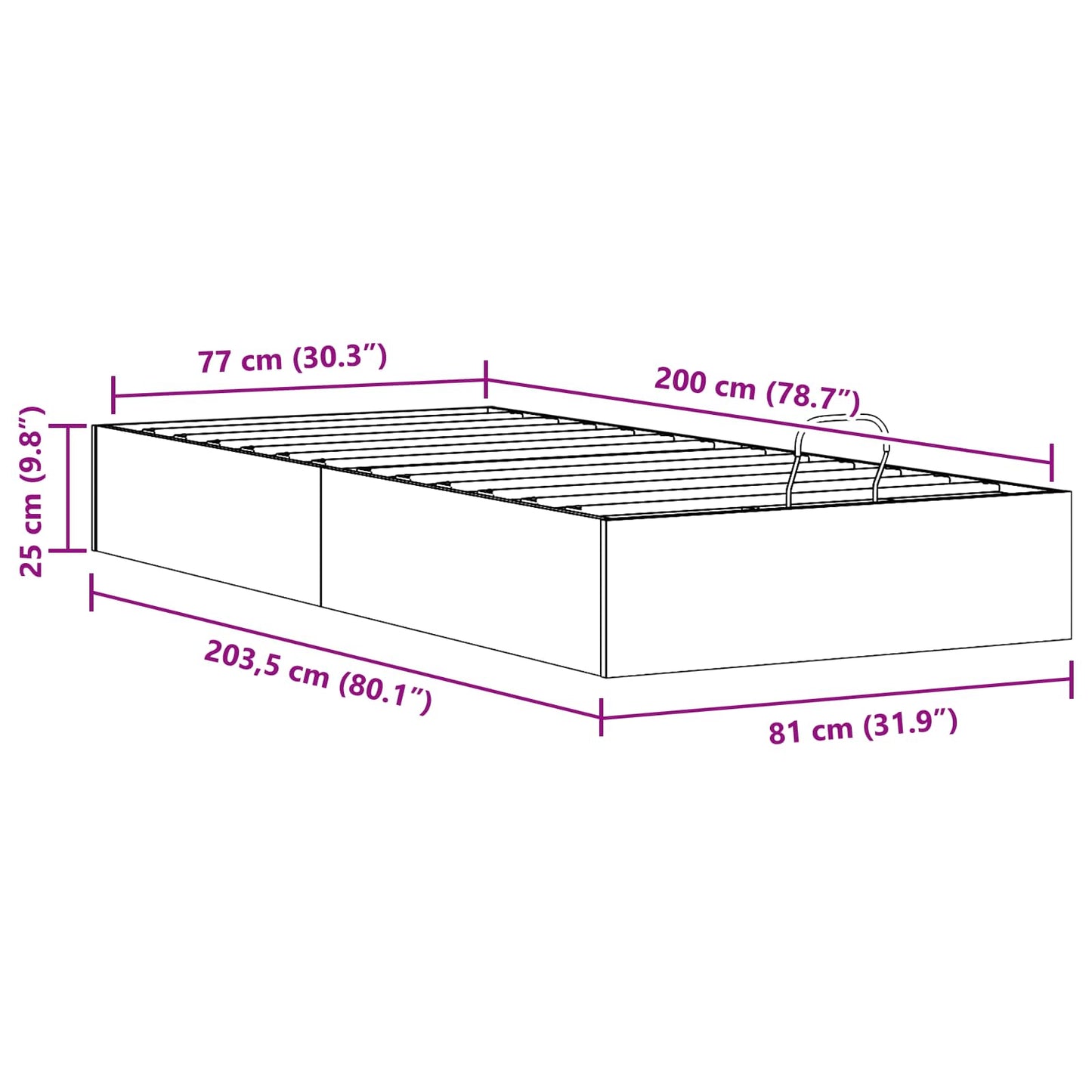 Ottoman Bedframe met Opslag Waskleur Bruin 80 x 200 cm
