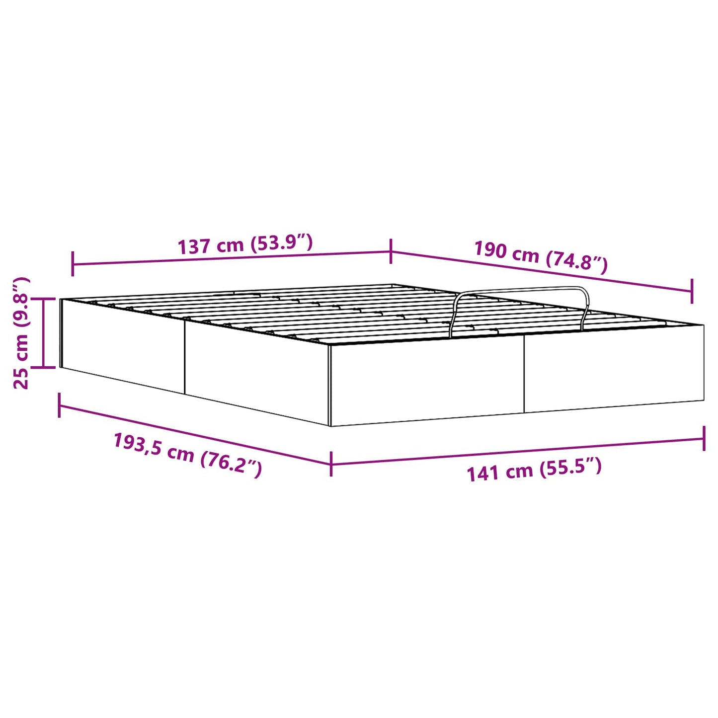 Ottoman Bedframe met Opslag Waskleur Bruin 140 x 190 cm
