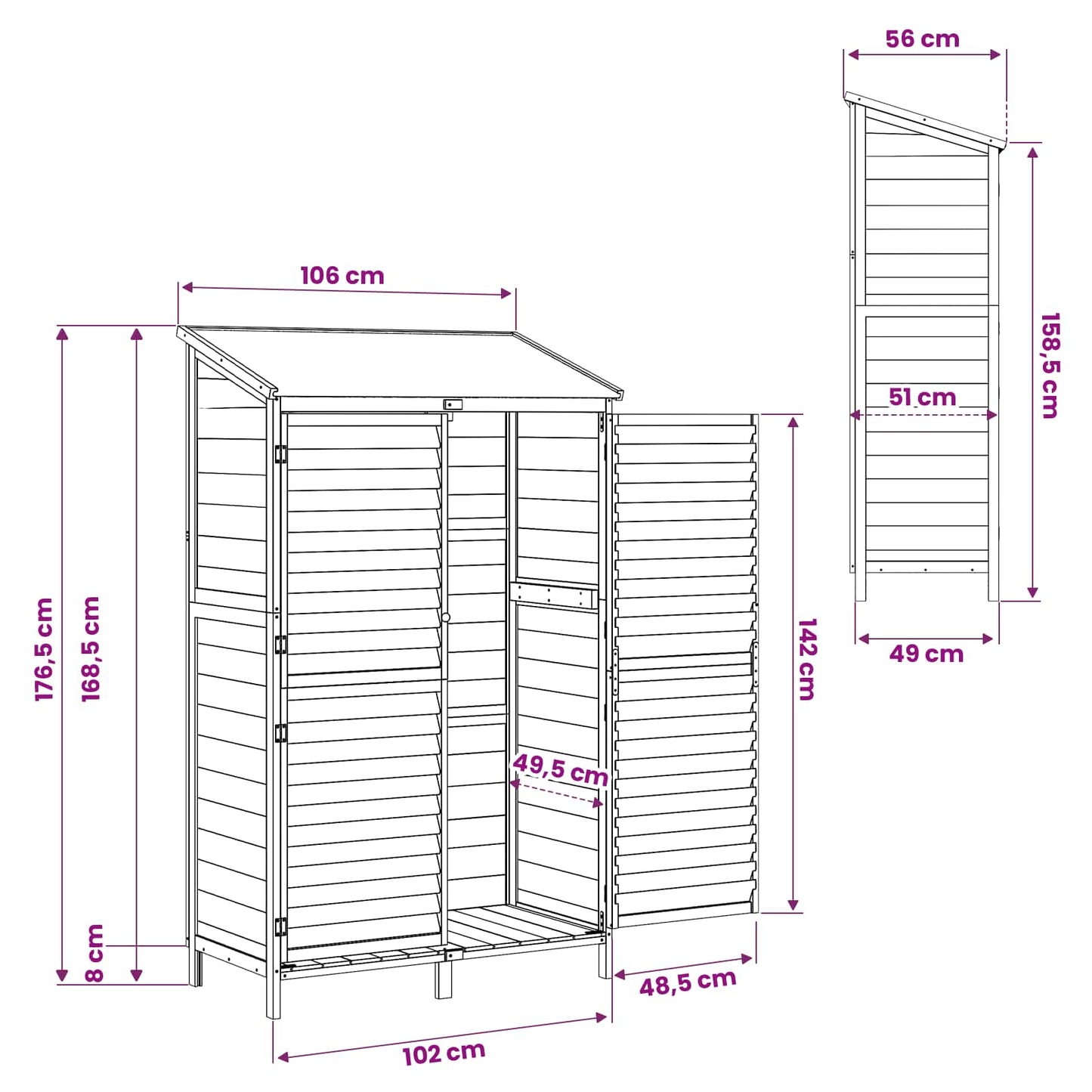 Tuinschuur Bruin 106 x 56 x 176,5 cm Massief Vurenhout
