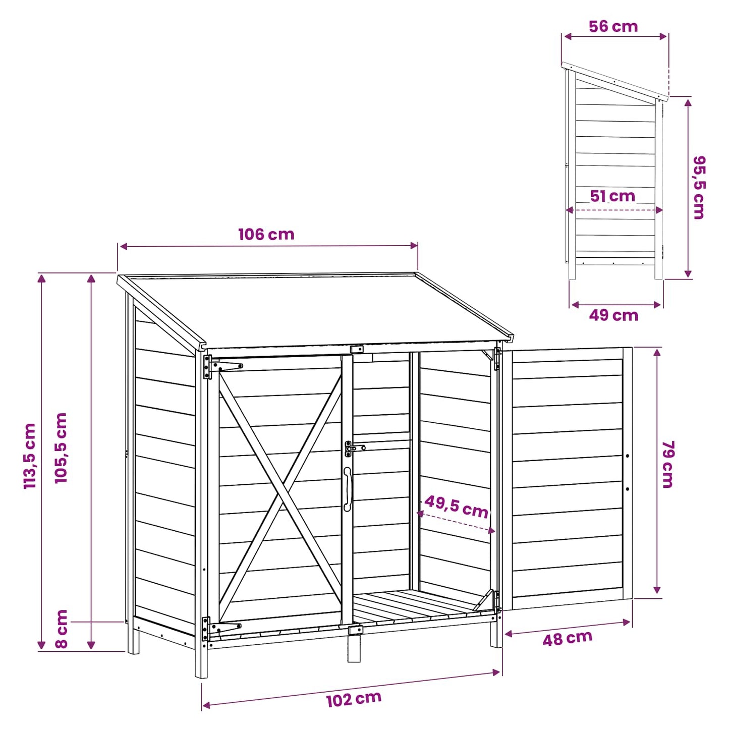 Tuinschuur Bruin 106 x 56 x 113,5 cm Bewerkt hout