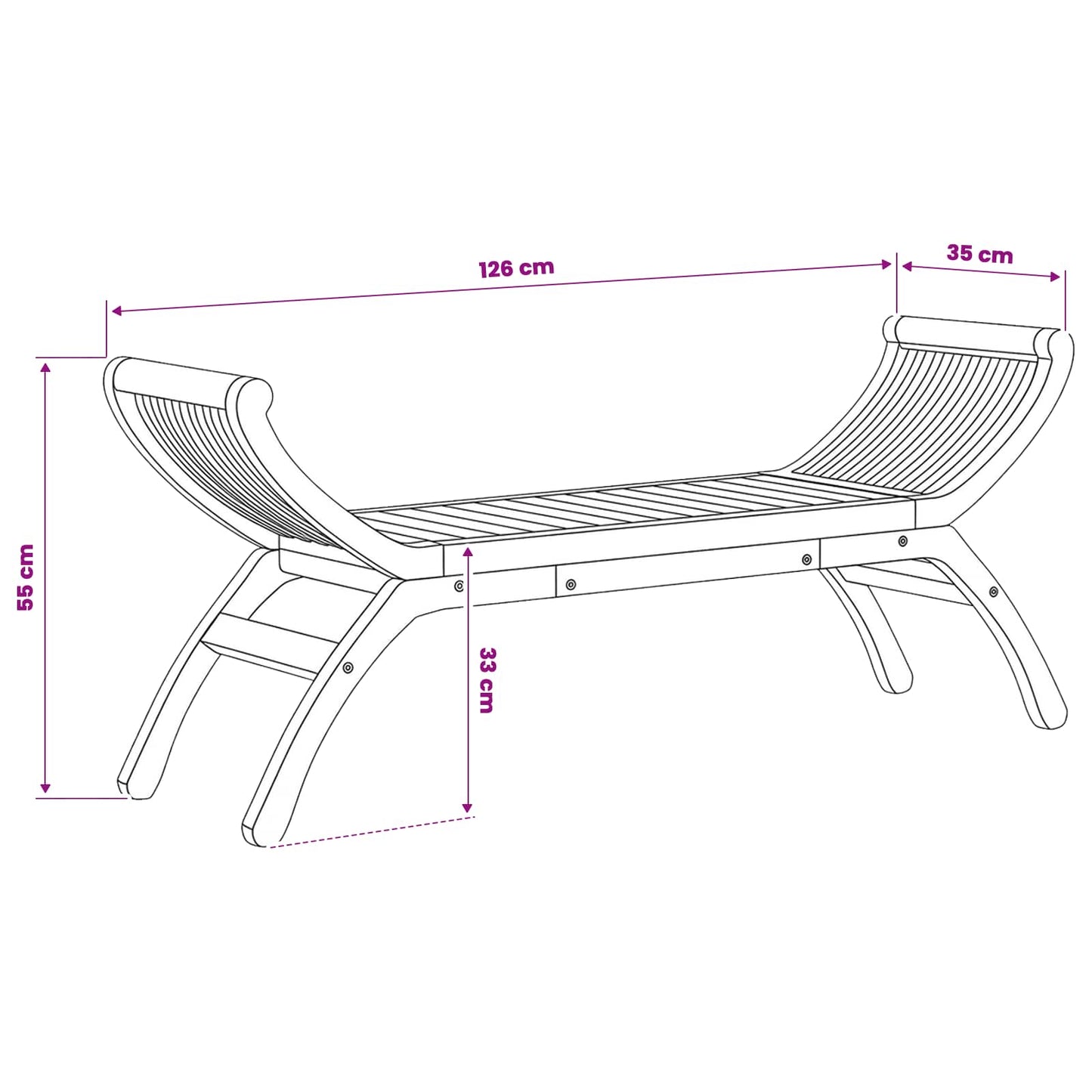 Tuinbank 2-Aantal zitplaatsen 126 cm Massief Teakhout Naturel