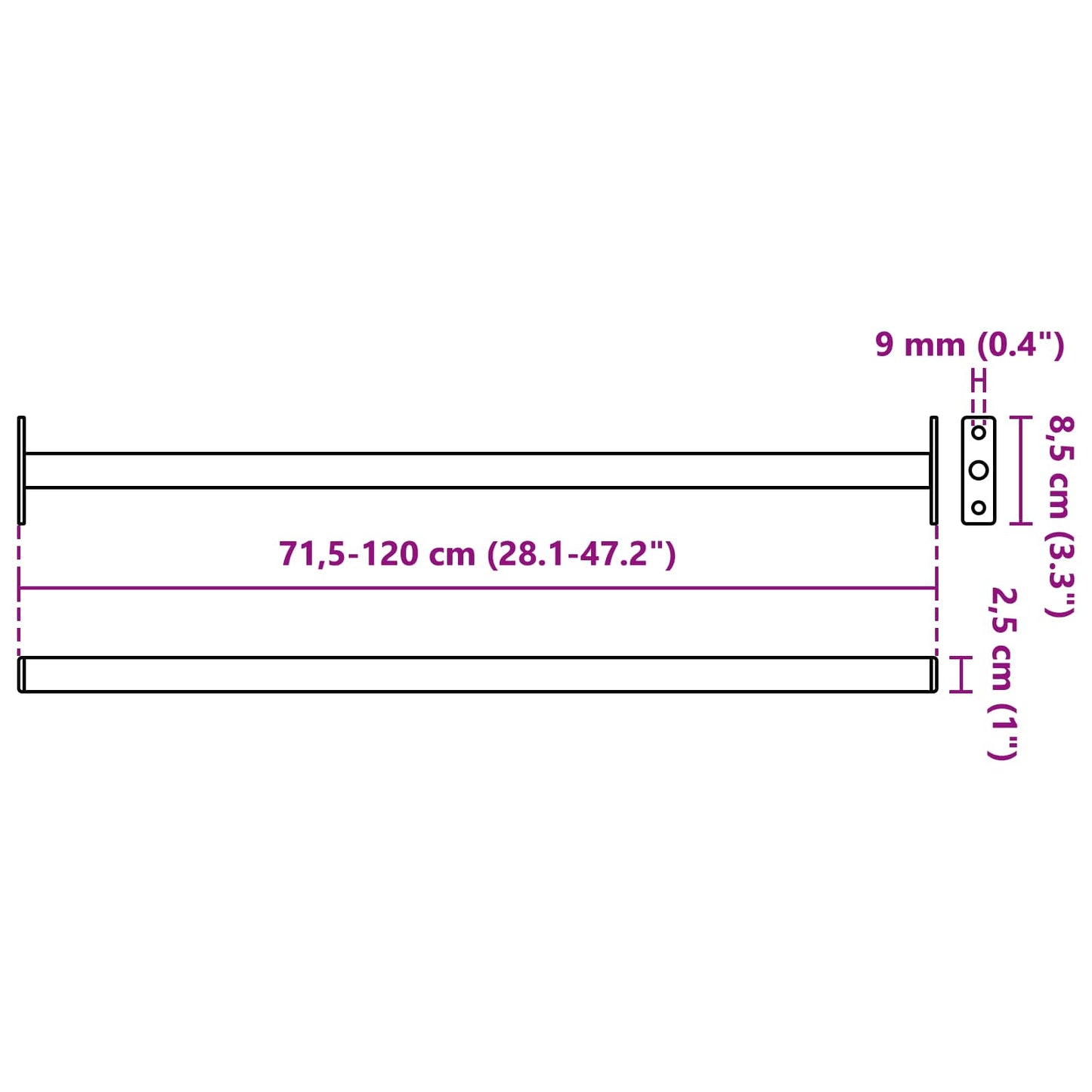 Verstelbare raamveiligheidsbalk 3 pcs Wit Staal