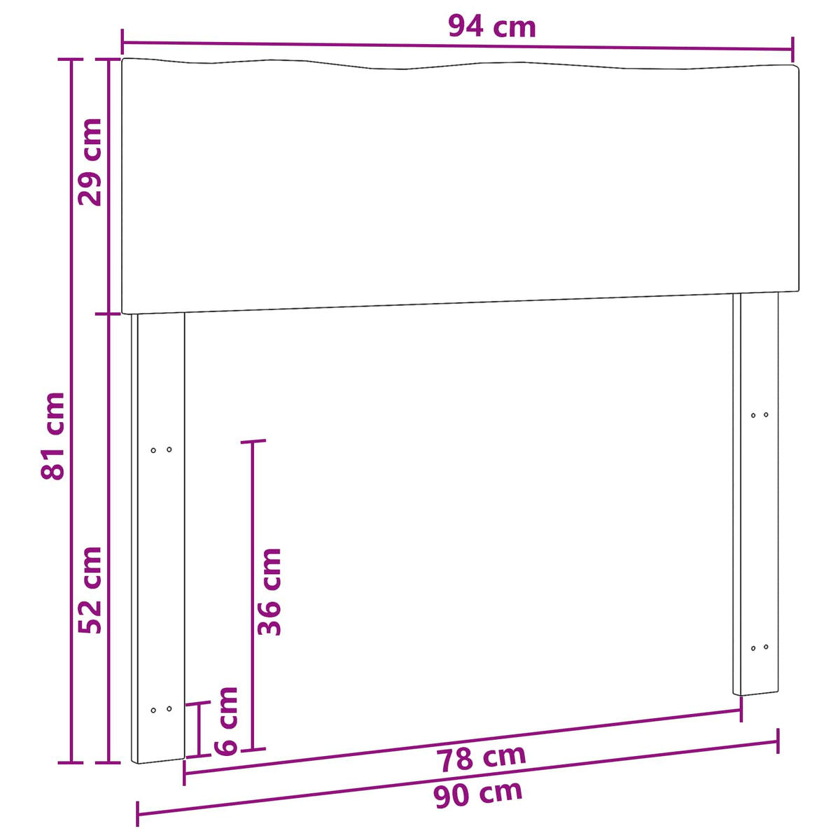 Boomstamrand hoofdeinde ROSTOCK Donkerbruin 90 cm