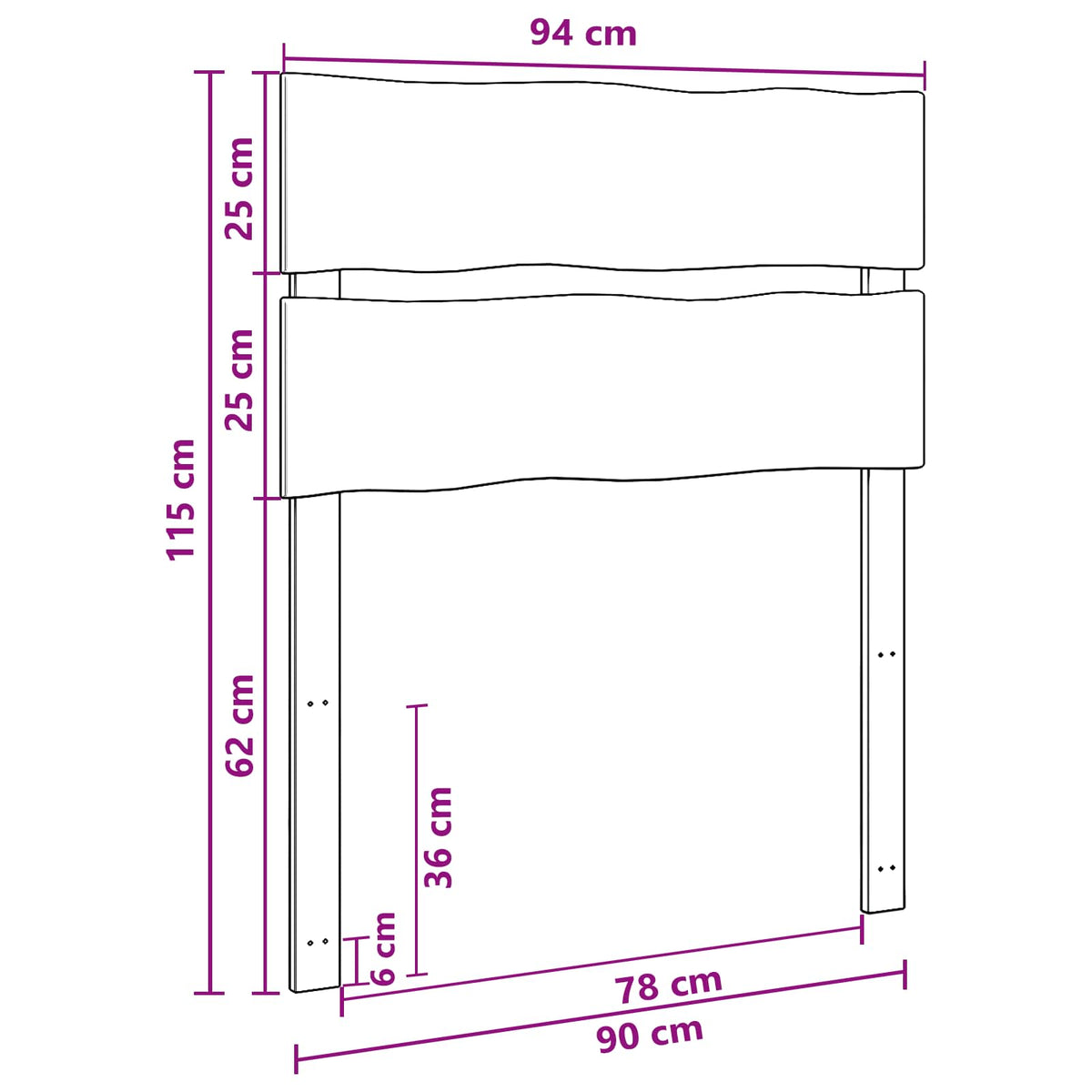 Live Edge Hoofdbord ROSTOCK Wit 90 cm Massief Acaciahout