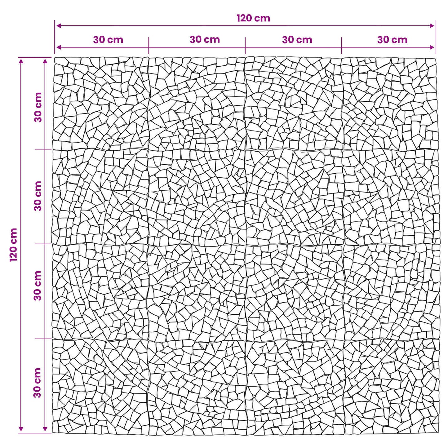 Mozaïektegels Zonnepatroon veelkleurig 120 x 120 cm Marmer