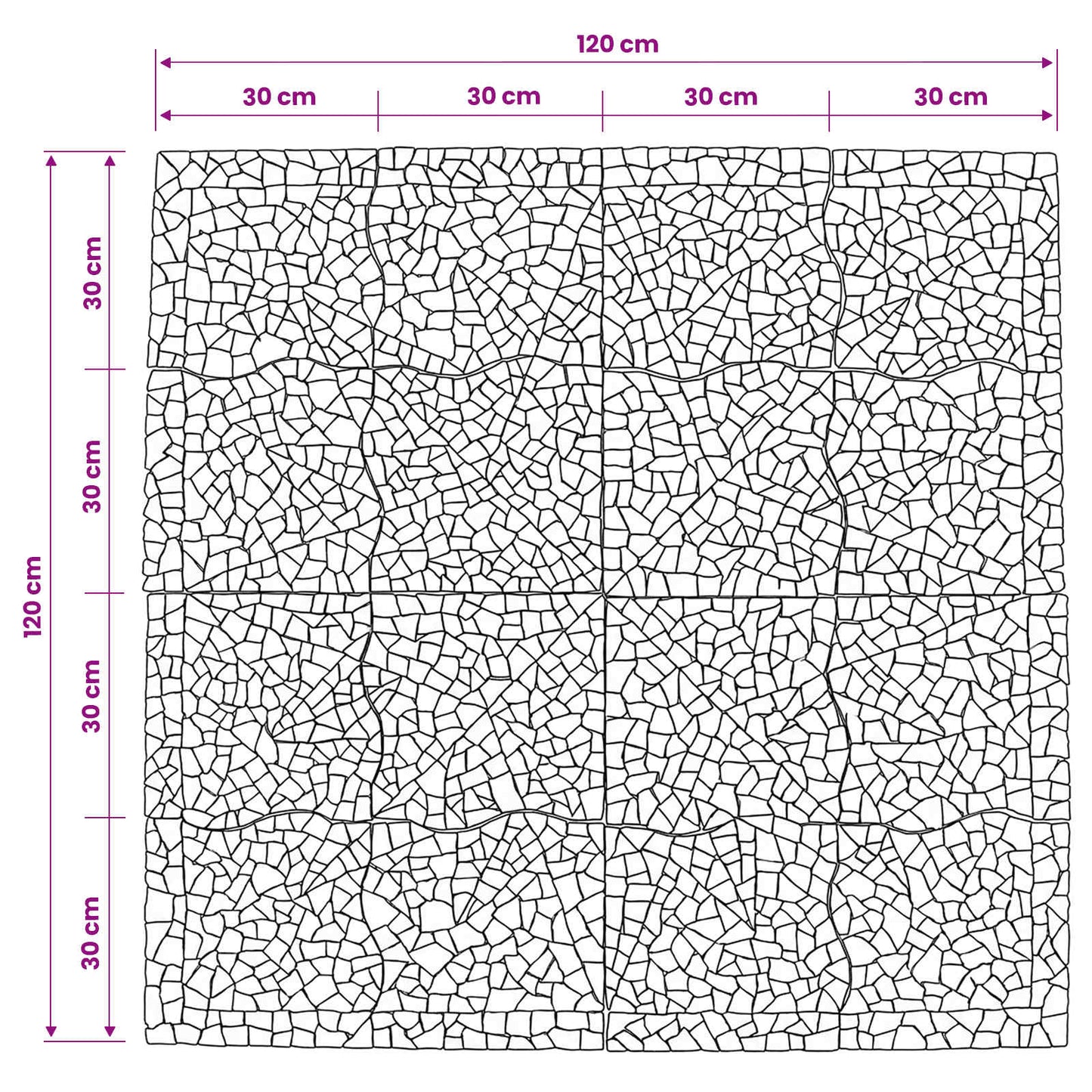 Mosaic Tiles Wind Pattern Meerkleurig 120 x 120 cm Marmer