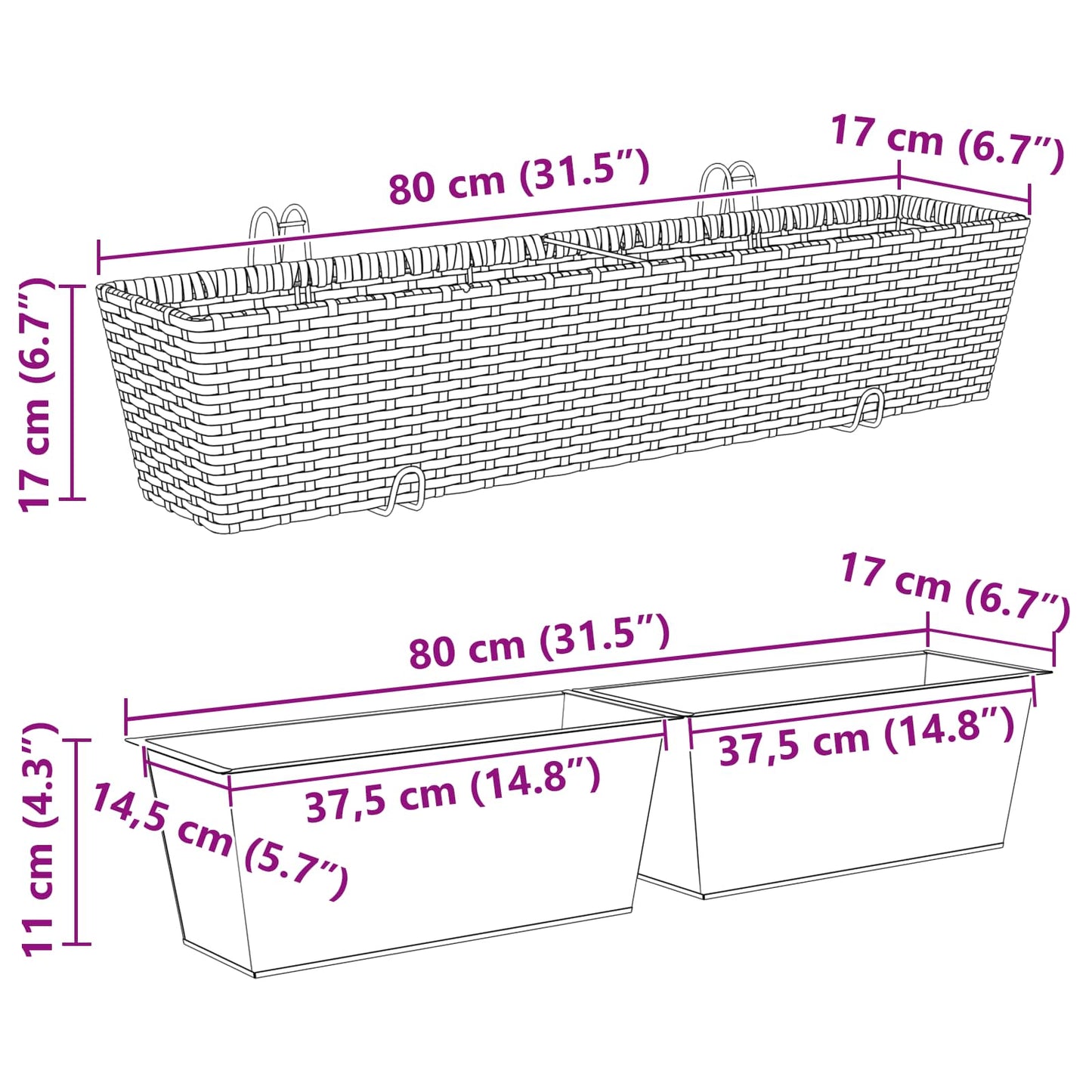 Reling Metaal Bruin 80 cm