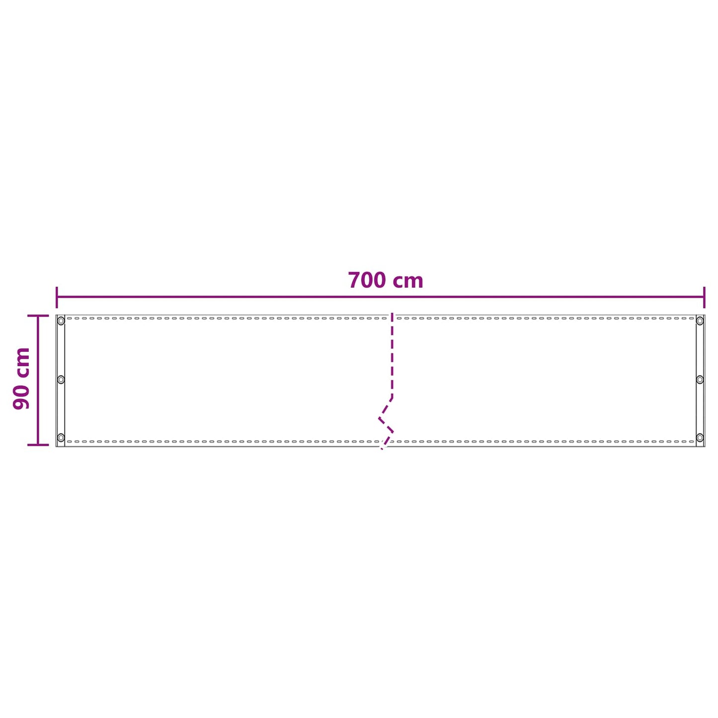 Balkon Scherm Wit 90 x 700 cm HDPE en Aluminium