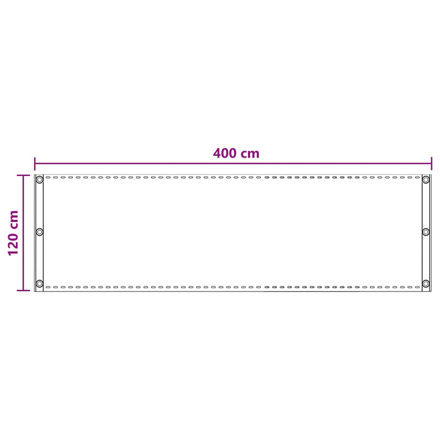Balkon Scherm Lichtgrijs 120 x 400 cm HDPE en Aluminium