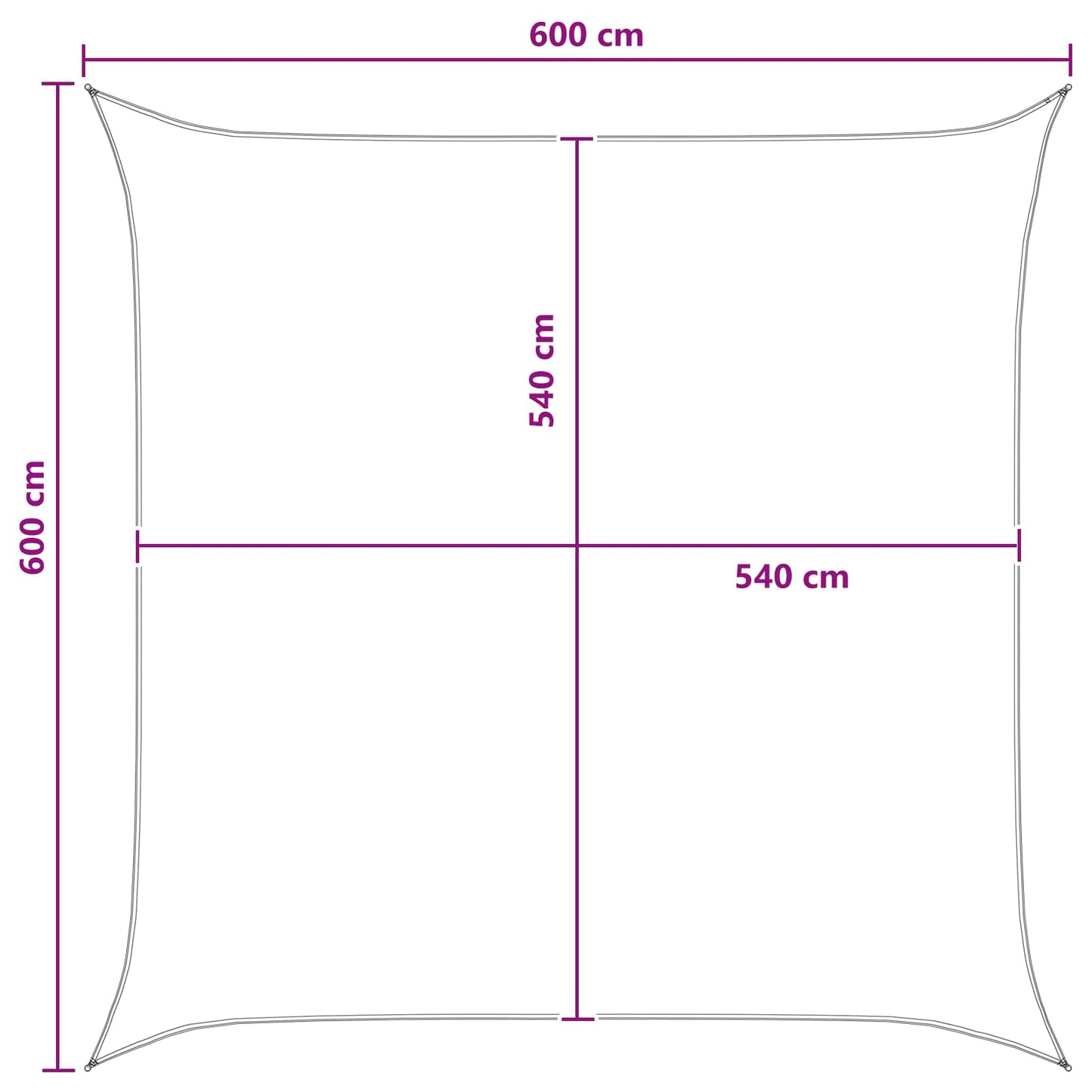 Zonneschaduwzeil Antraciet en Wit 6 x 6 m HDPE