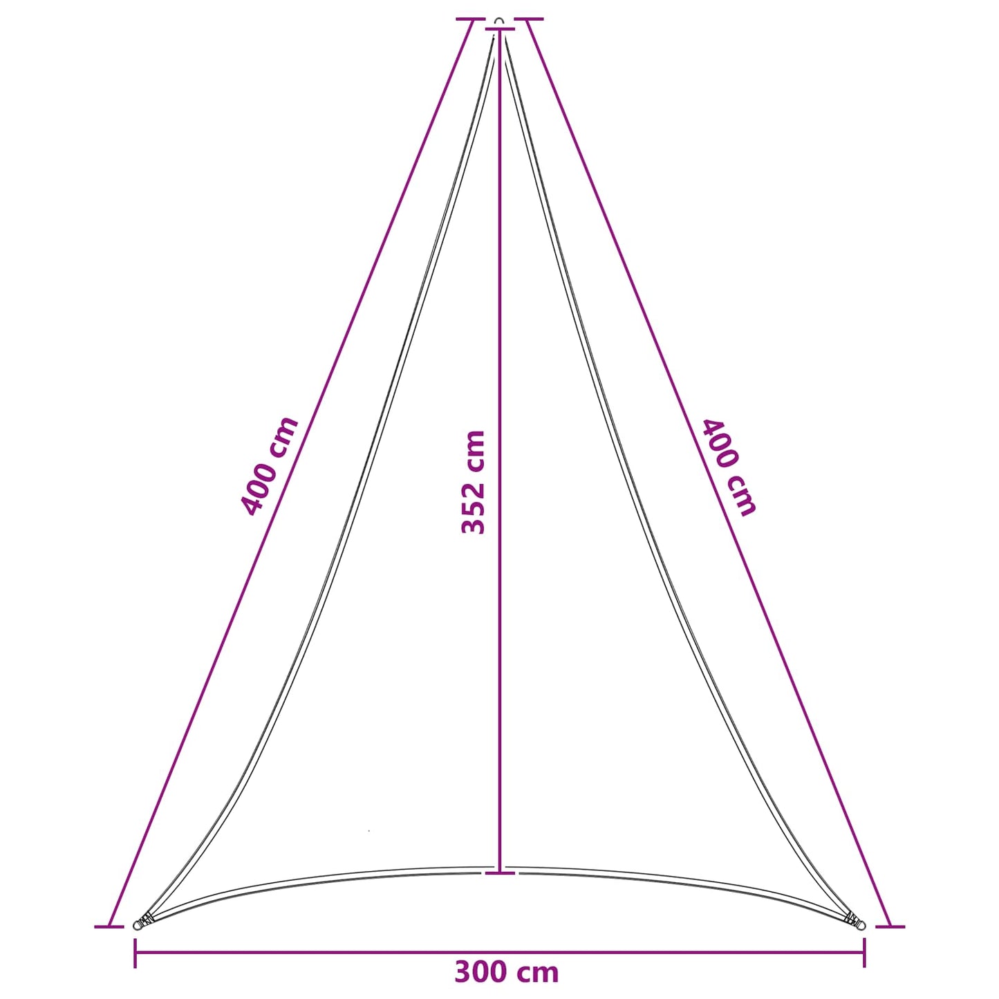 Zonneschaduwzeil 3 x 4 x 4 m HDPE