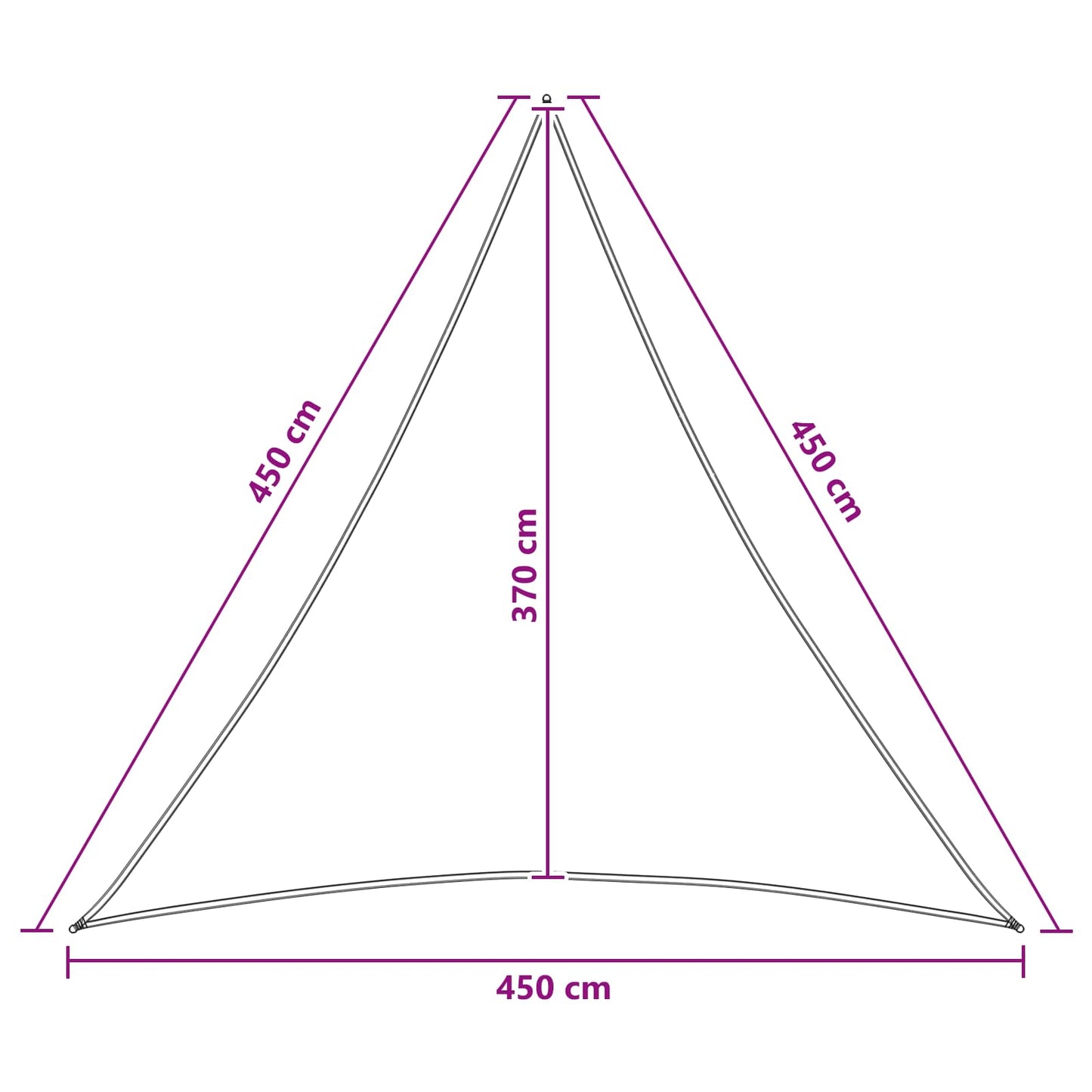 Zonneschaduwzeil 4,5 x 4,5 x 4,5 m HDPE