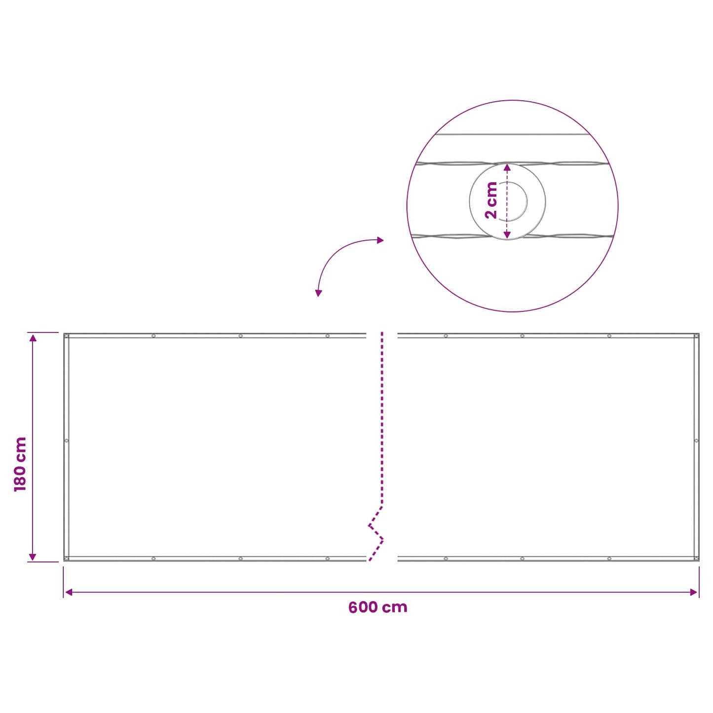 Balkon Privacy Scherm 180 x 600 cm Stof met PU-coating