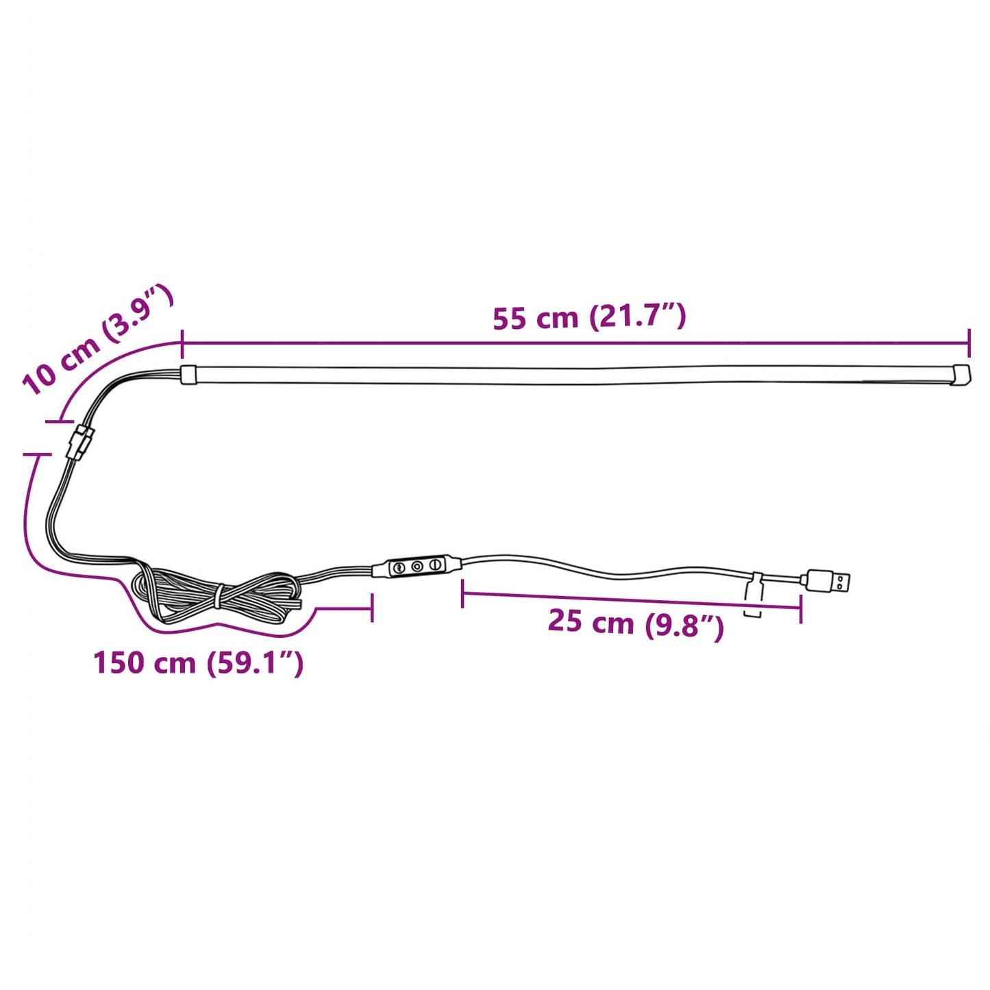 LED-strip 55 cm Meerkleurig PVC