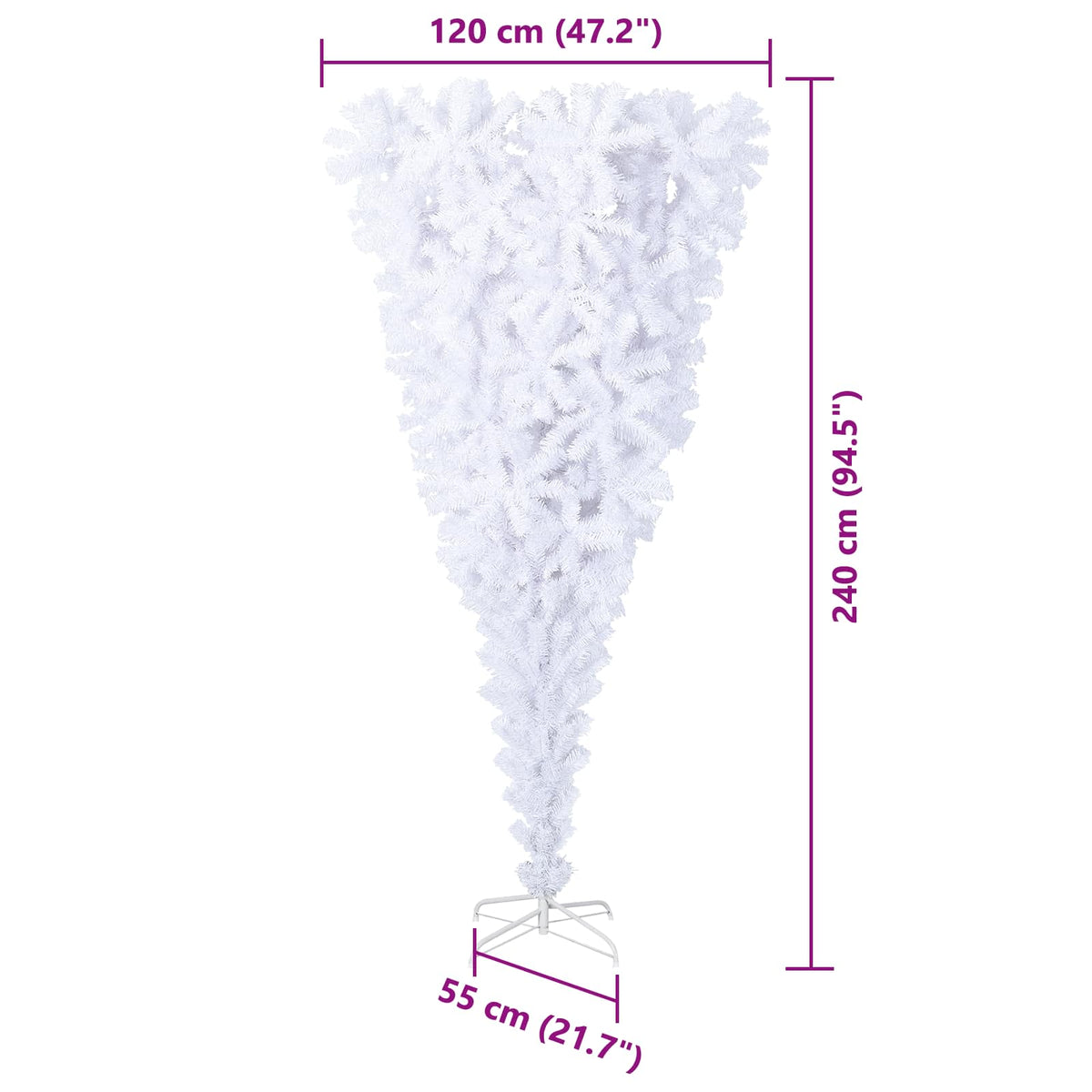 Kunstkerstboom met 300 LED Wit 240 cm PVC en staal