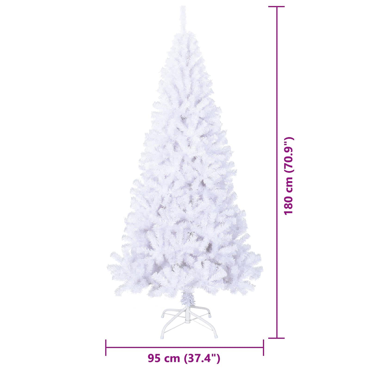 Kunstkerstboom met 300 LED Wit 180 cm PVC en staal