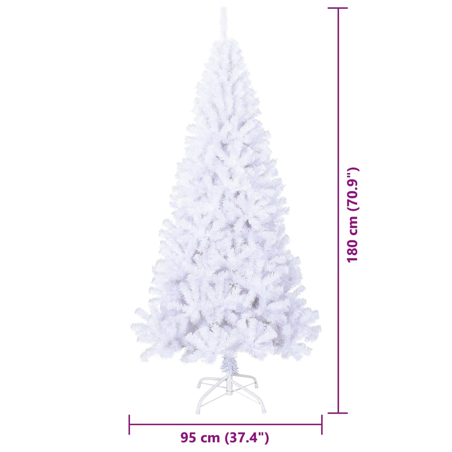 Kunstkerstboom met 300 LED Wit 180 cm PVC en staal