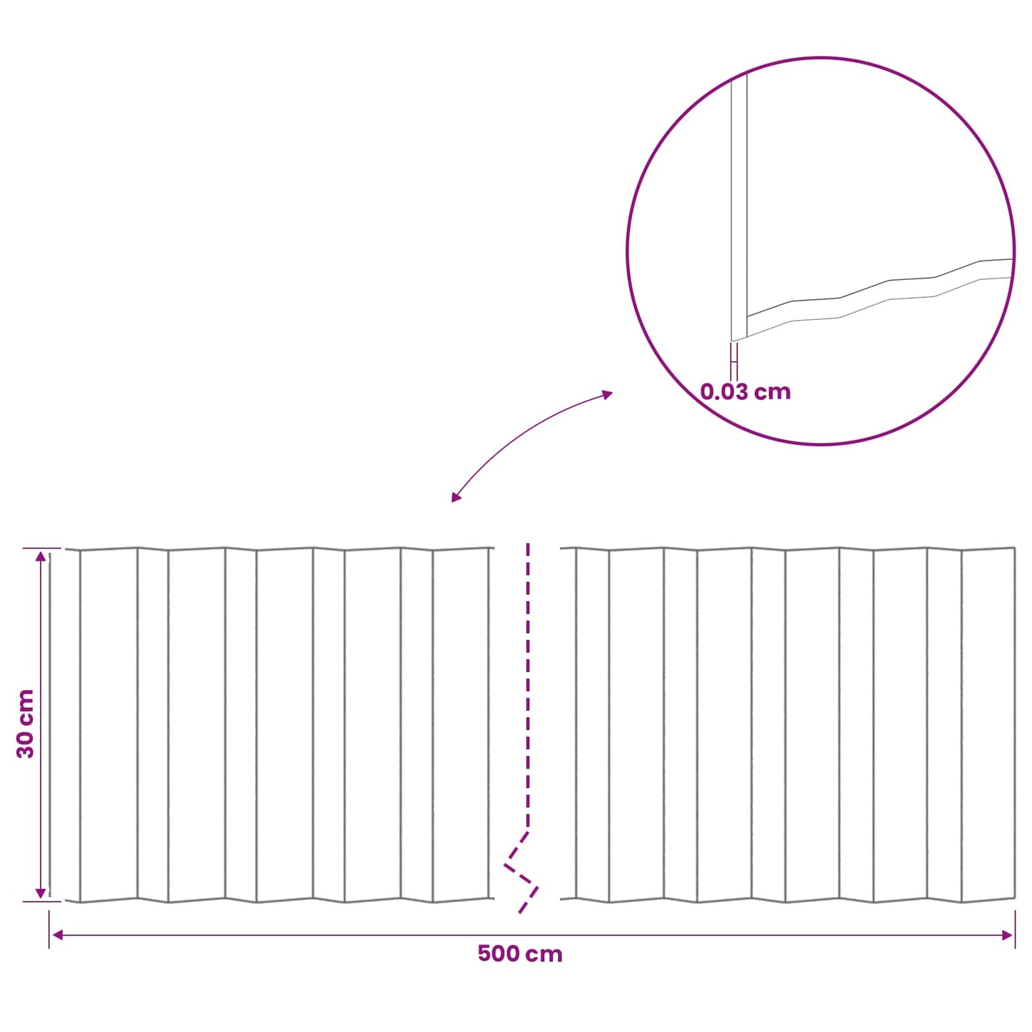 Gazonrand 5 m x 30 cm Gegalvaniseerd staal zilver