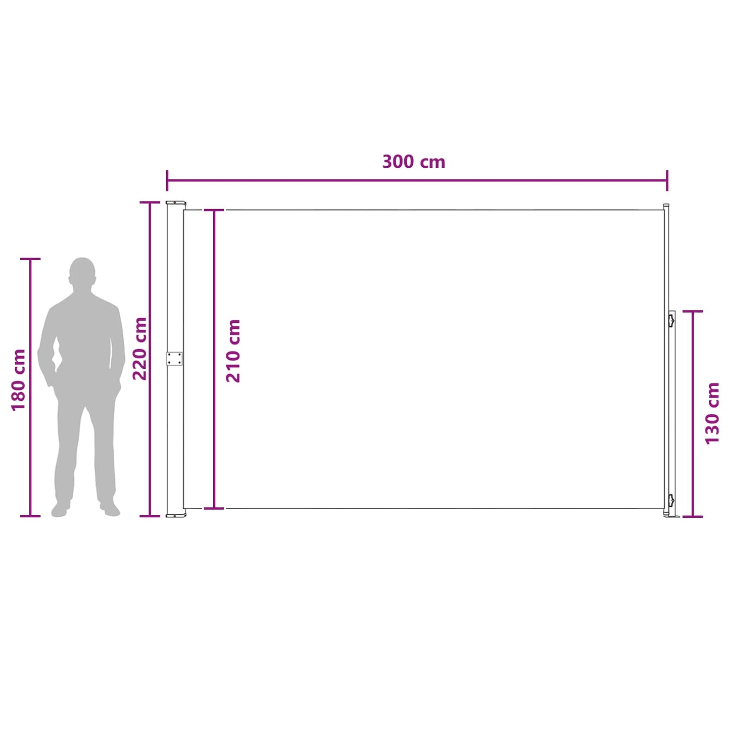 Uittrekbaar Zijscherm Beige 300 x 220 cm Polyester