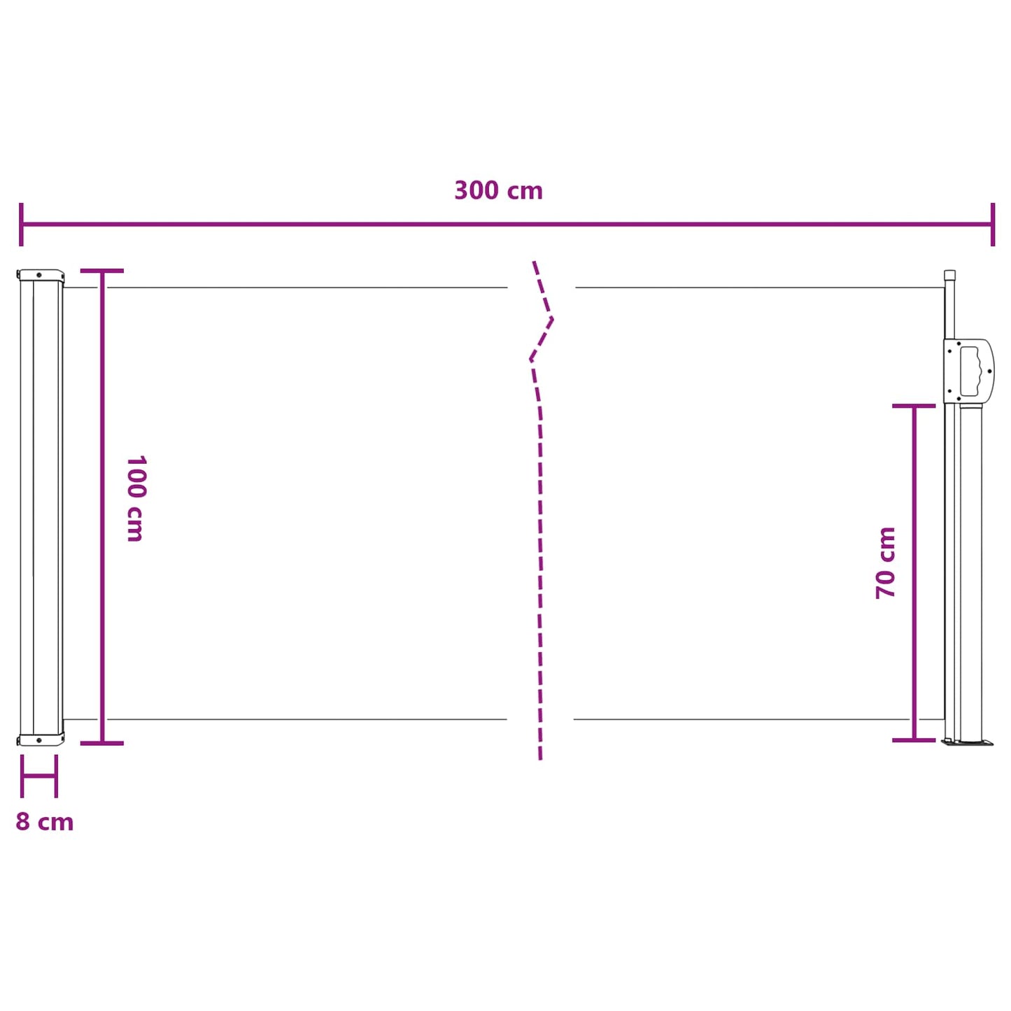 Uittrekbaar Zijscherm Antracietkleurig 300 x 100 cm Polyester