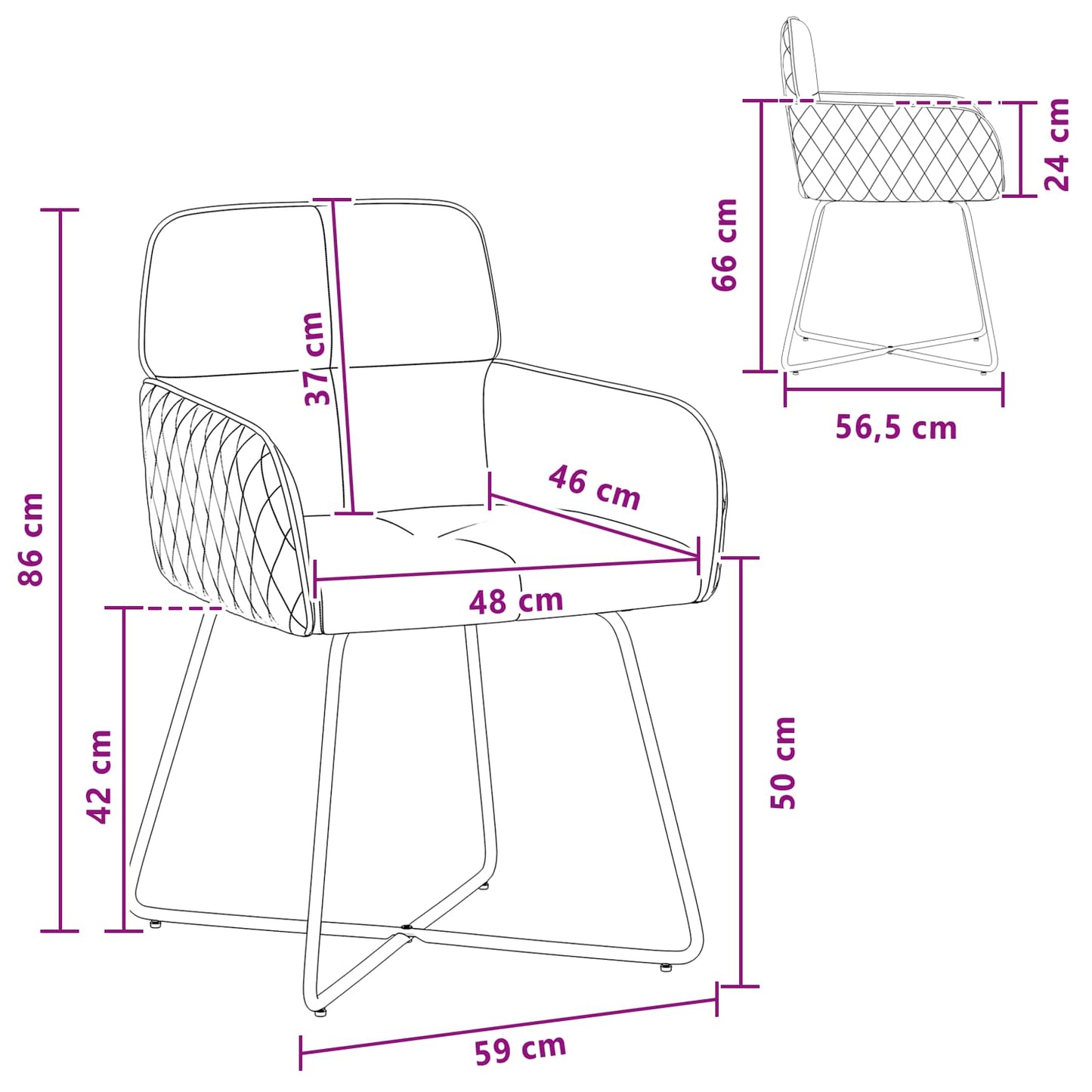 Eettafelstoelen 6 pcs fluweel Donkergrijs 59 x 56,5 x 86 cm