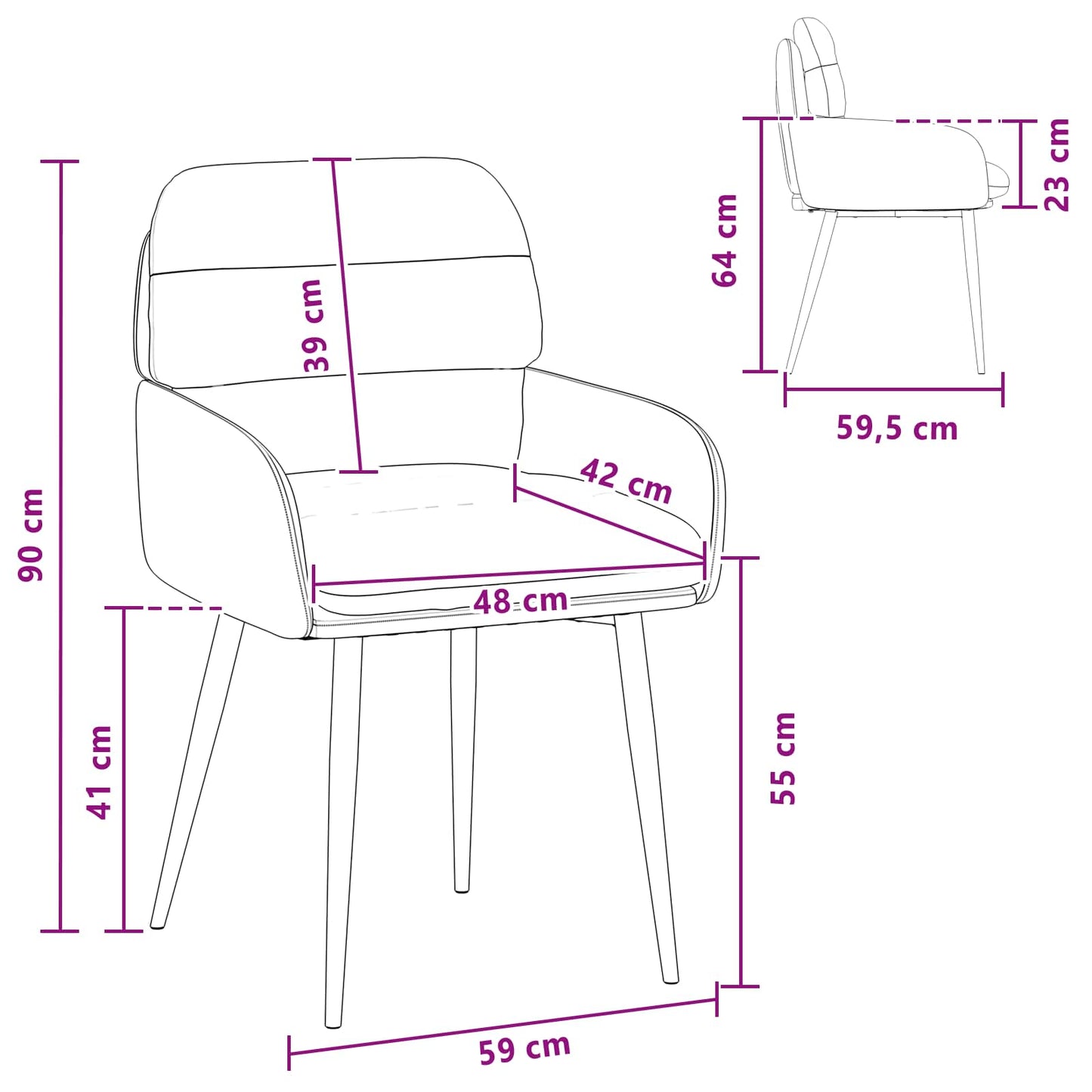 Eettafelstoelen 4 pcs fluweel Lichtgrijs 59 x 59,5 x 90 cm