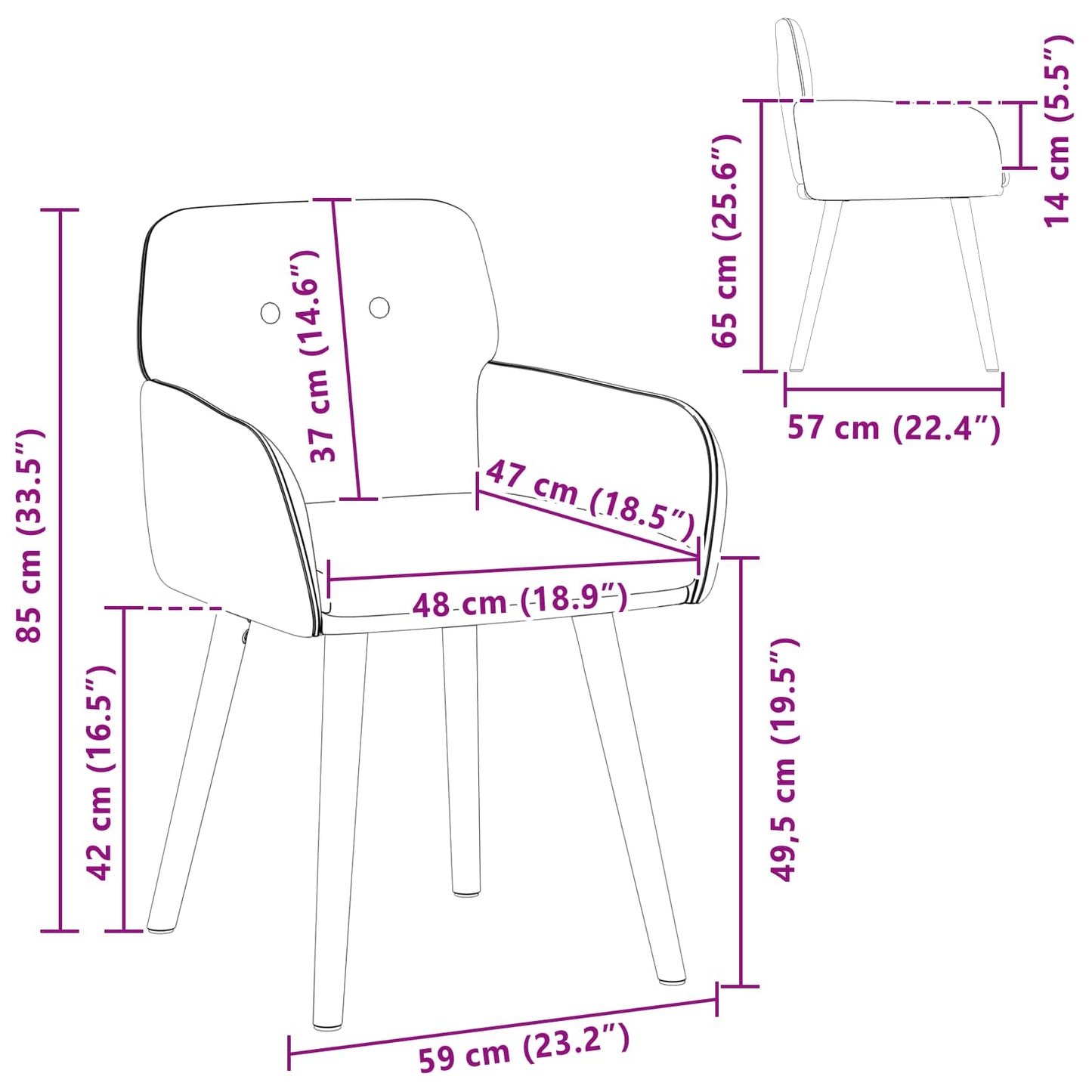 Eettafelstoelen 4 pcs Bouclé Lichtgrijs 59 x 57 x 85 cm