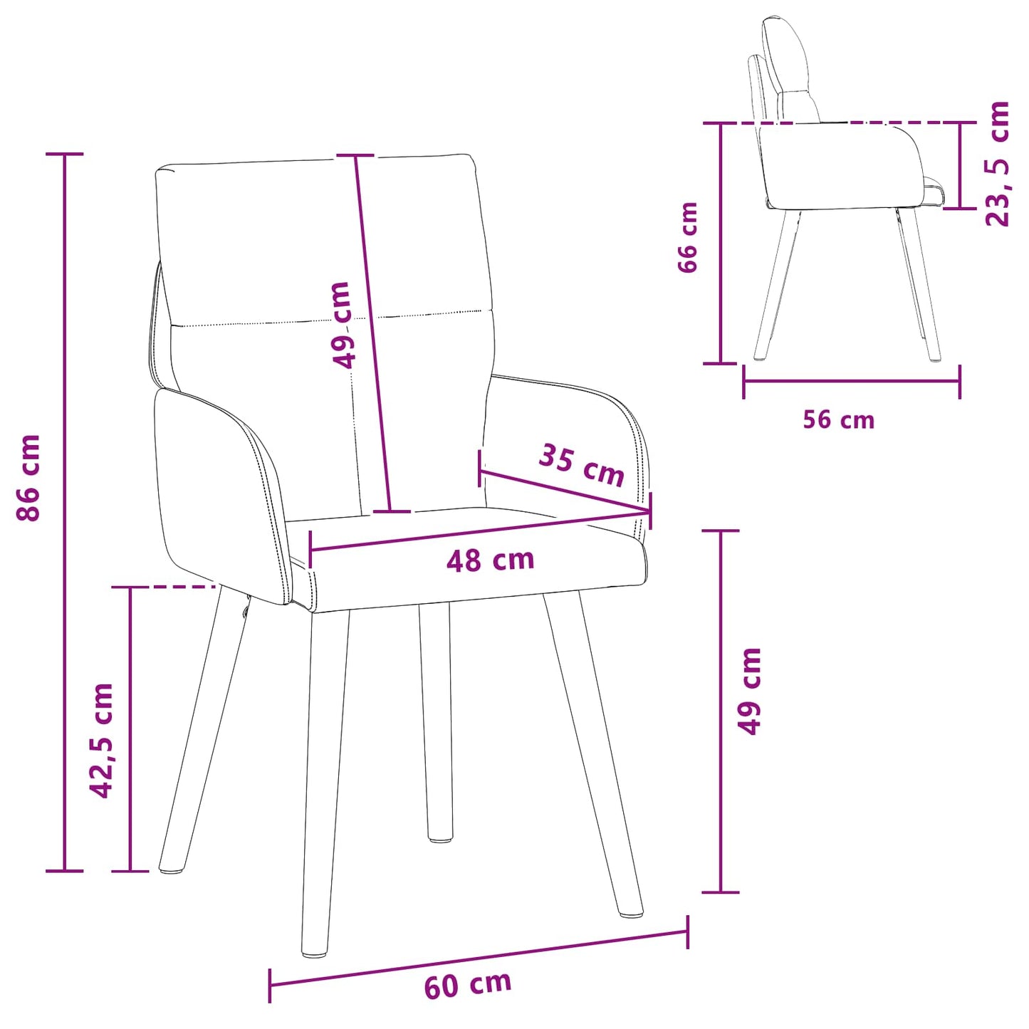 Eettafelstoelen 6 pcs Stof Lichtgrijs 60 x 56 x 96 cm