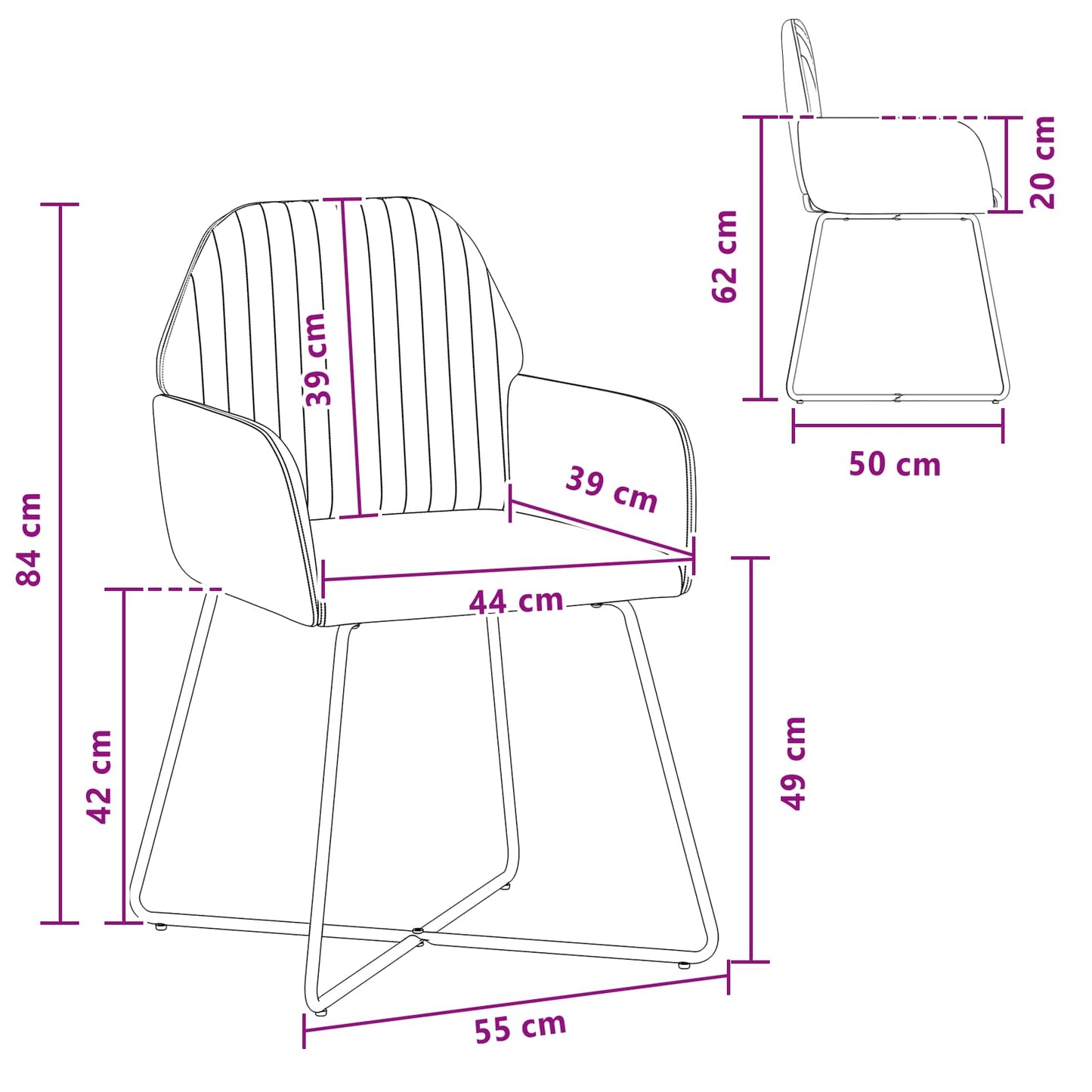 Eettafelstoelen 4 pcs fluweel Donkergroen 55 x 50 x 84 cm