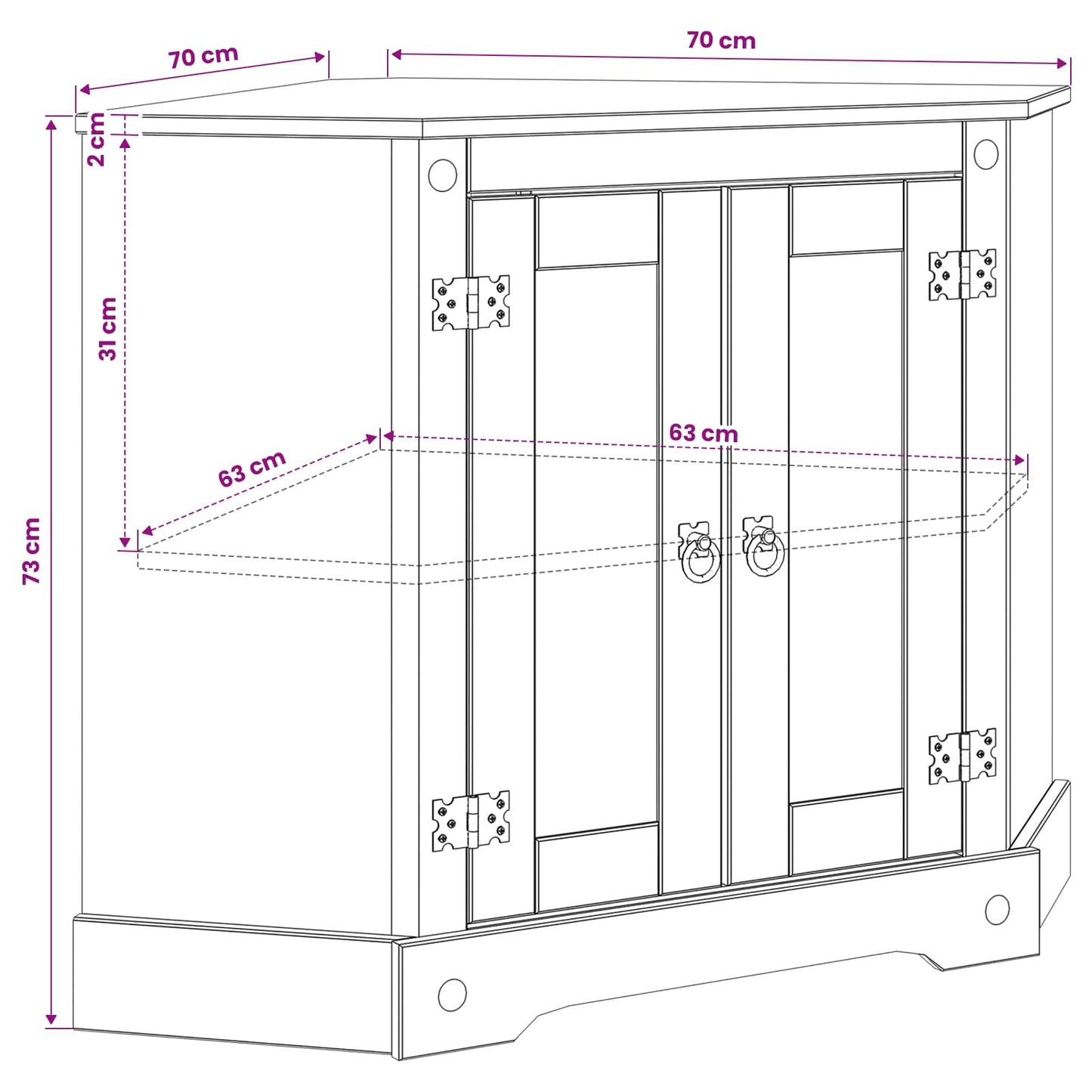Aquarium Stand CORONA Bruin 70 x 70 x 73 cm 300 kg