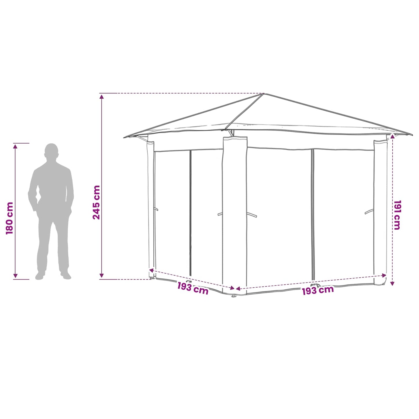 Gazebo met 4 Zijwanden 2,6 x 2,6 m