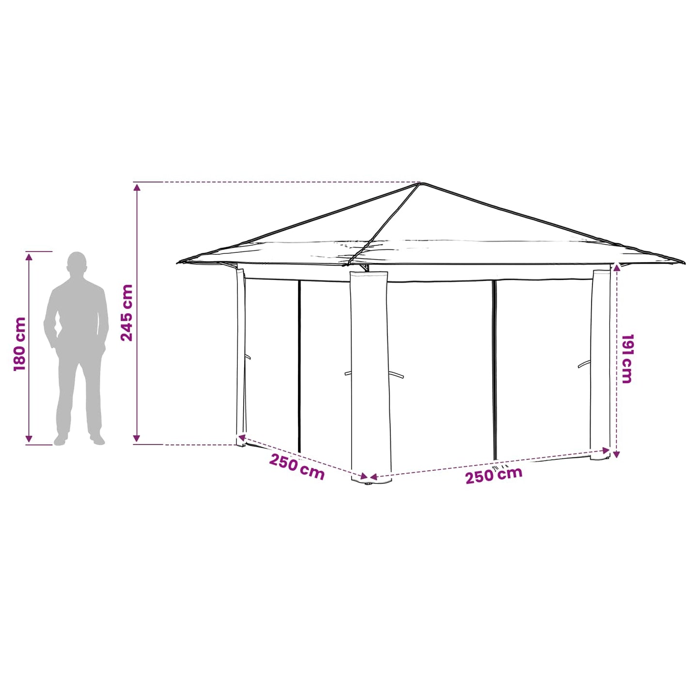 Gazebo met 4 Zijwanden 3,3 x 3,3 m Crème en bruin